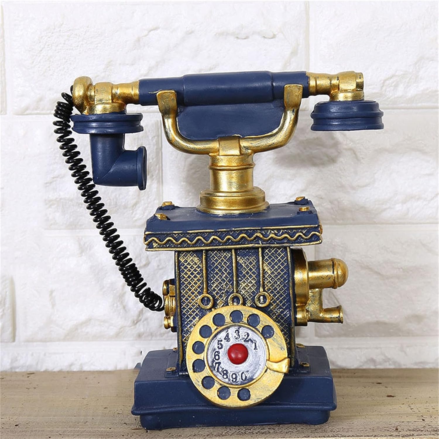 Decorative Telephones Resin Imitation Copper Vintage Style Rotary Old Fashioned Rotary Dial Home and Office Telephone Phone Home Living Room Decor(Blue,Red)