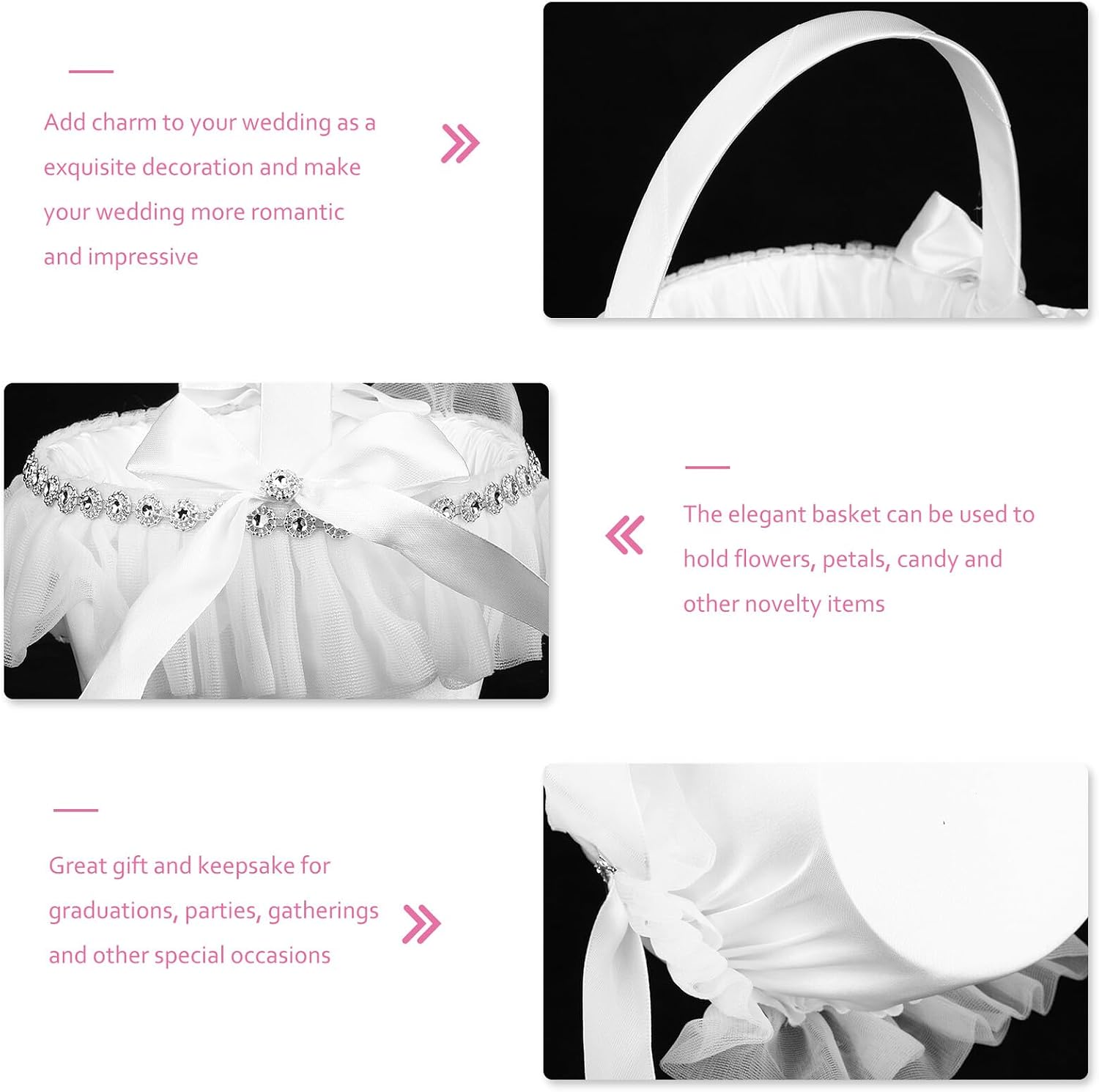 Small Flower Girl Basket for Wedding Elegant Wedding Flower Basket with Handle Bridesmaid Accessories and Party Decor
