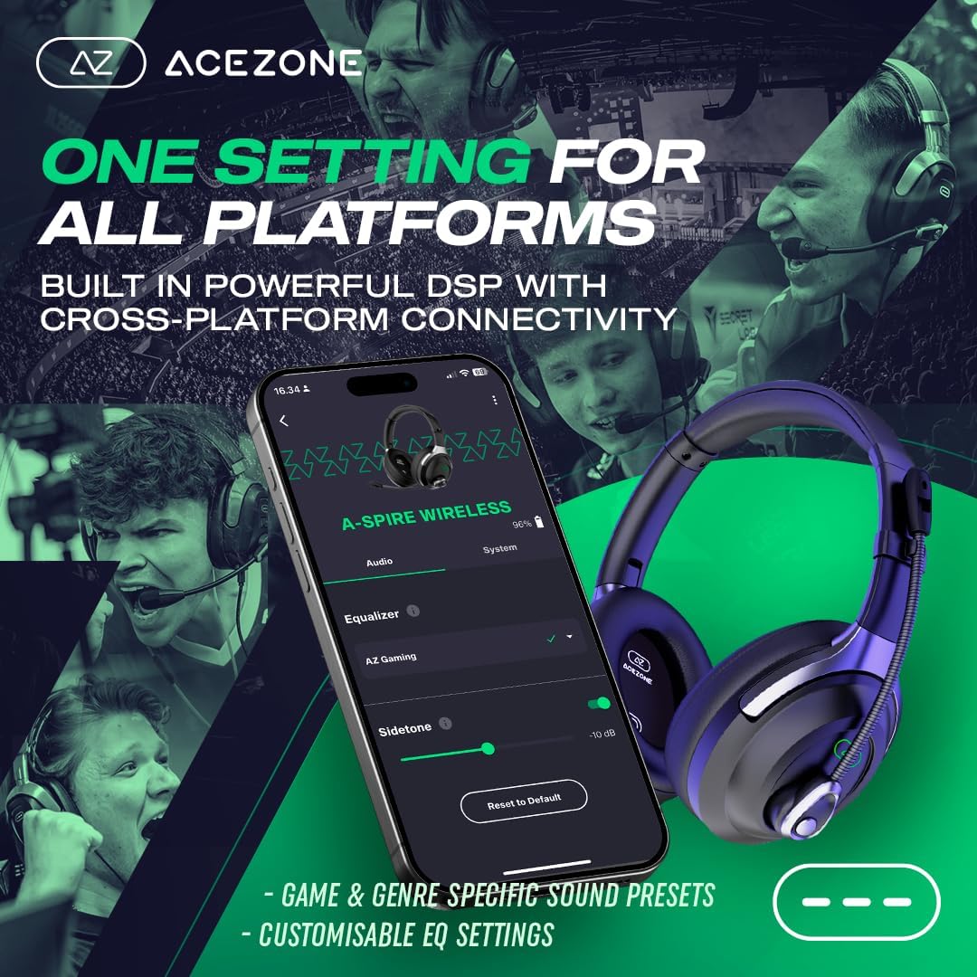 A-Spire Wireless Gaming Headset, Tournament-Grade Hybrid ANC, Ultra-Low Latency, Flip-to-Mute Mic, App EQ, 35+ Hr Battery, 270g, 2.4GH, BT, USB-C, 3.5mm, for PC, MacOS PS4/PS5, Switch, Mobile