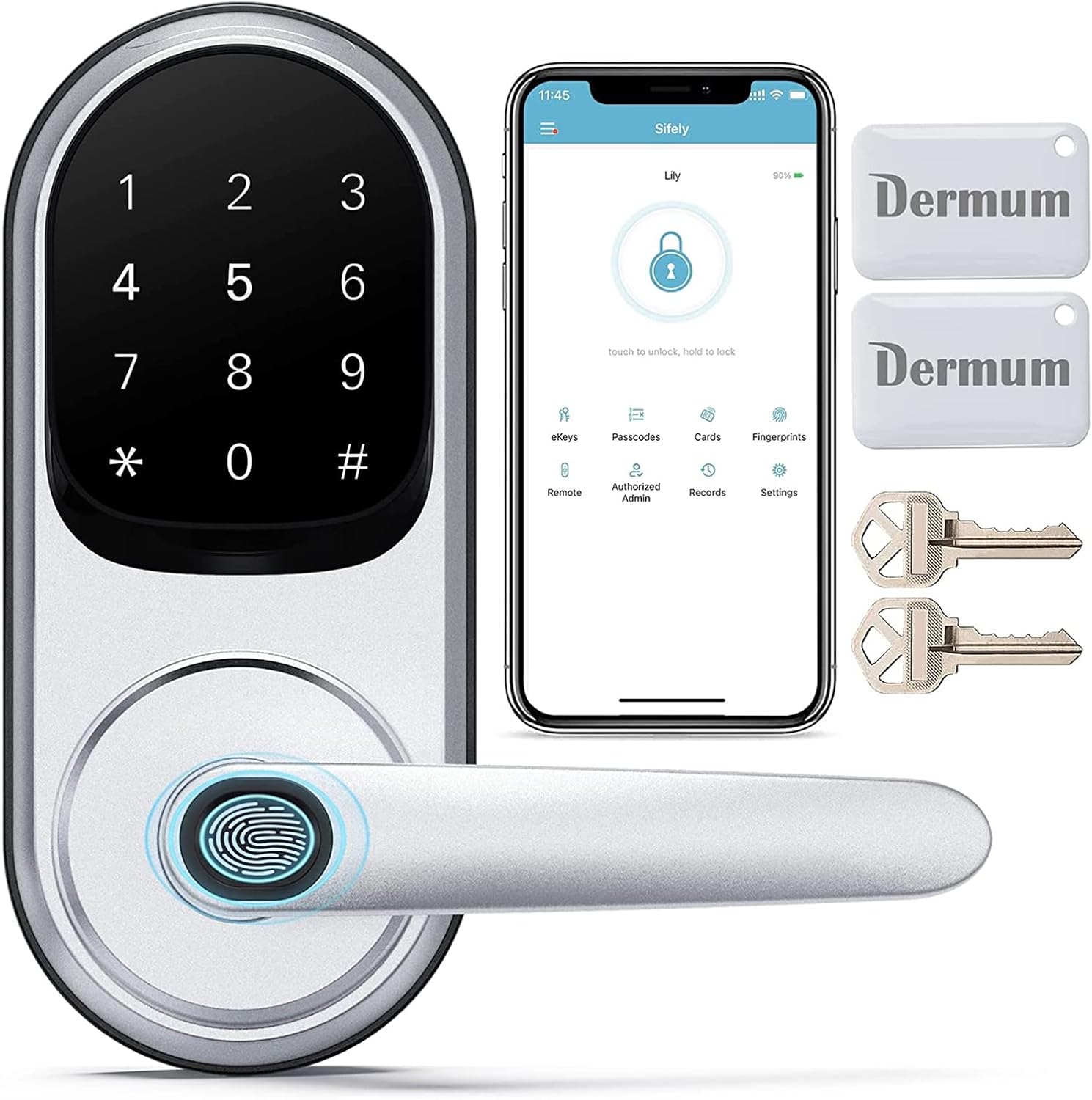 Smart Door Lock with Handle and Keypad: Dermum Keyless Entry Door Lock, Digital Door Keypad for Front Door, Auto Lock, Eas...