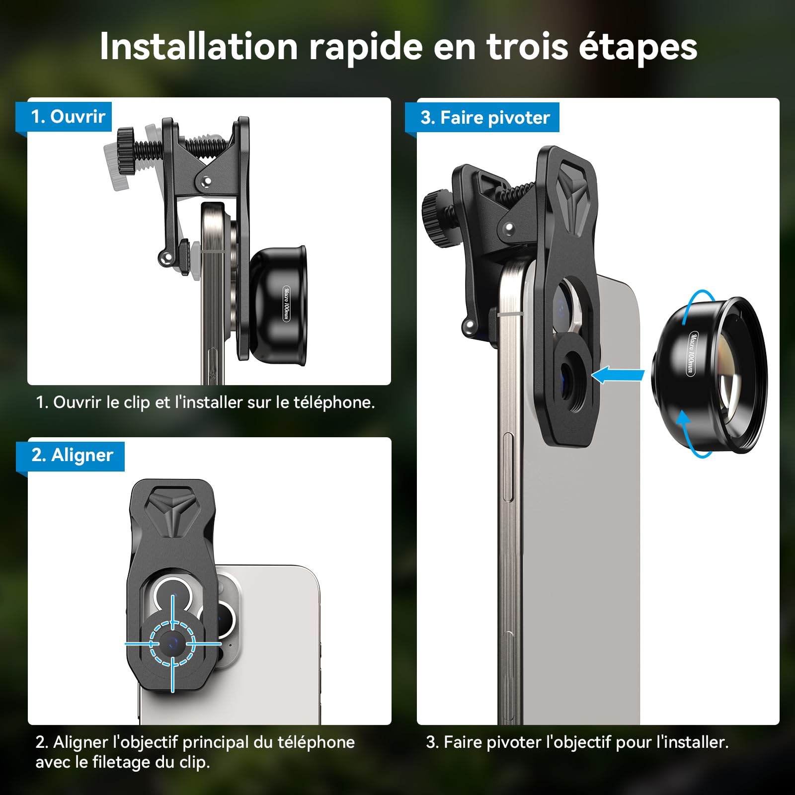 APEXEL Objectif Macro Professionnel pour Smartphone HD Macro Objectif Smartphone Compatible avec iPhone, Pixels, Samsung Galaxy, Huawei, Xiaomi et la Plupart des téléphones Mobiles