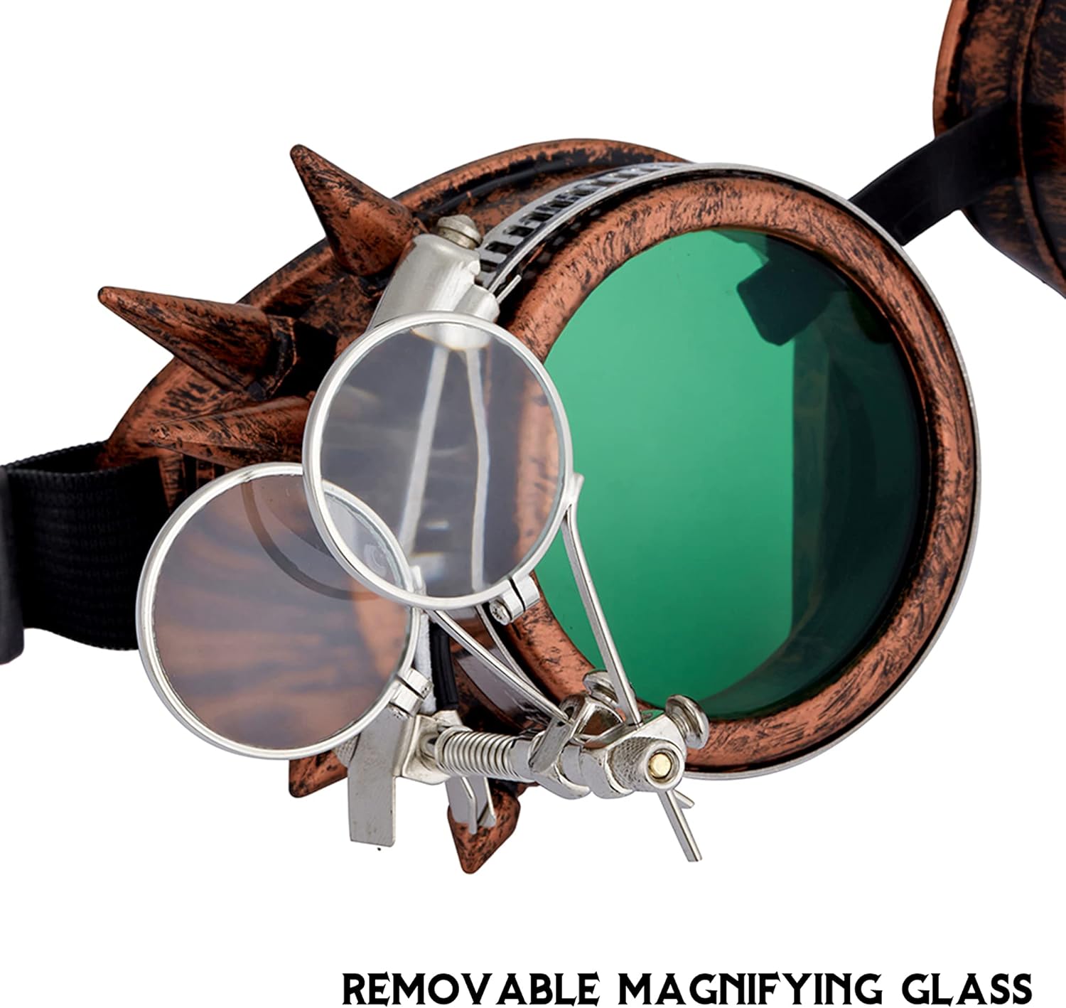 Lelinta Vintage Steampunk Goggles with Detachable Magnifying Glasses,Ideal for Cosplay,Costume Parties - Image 6