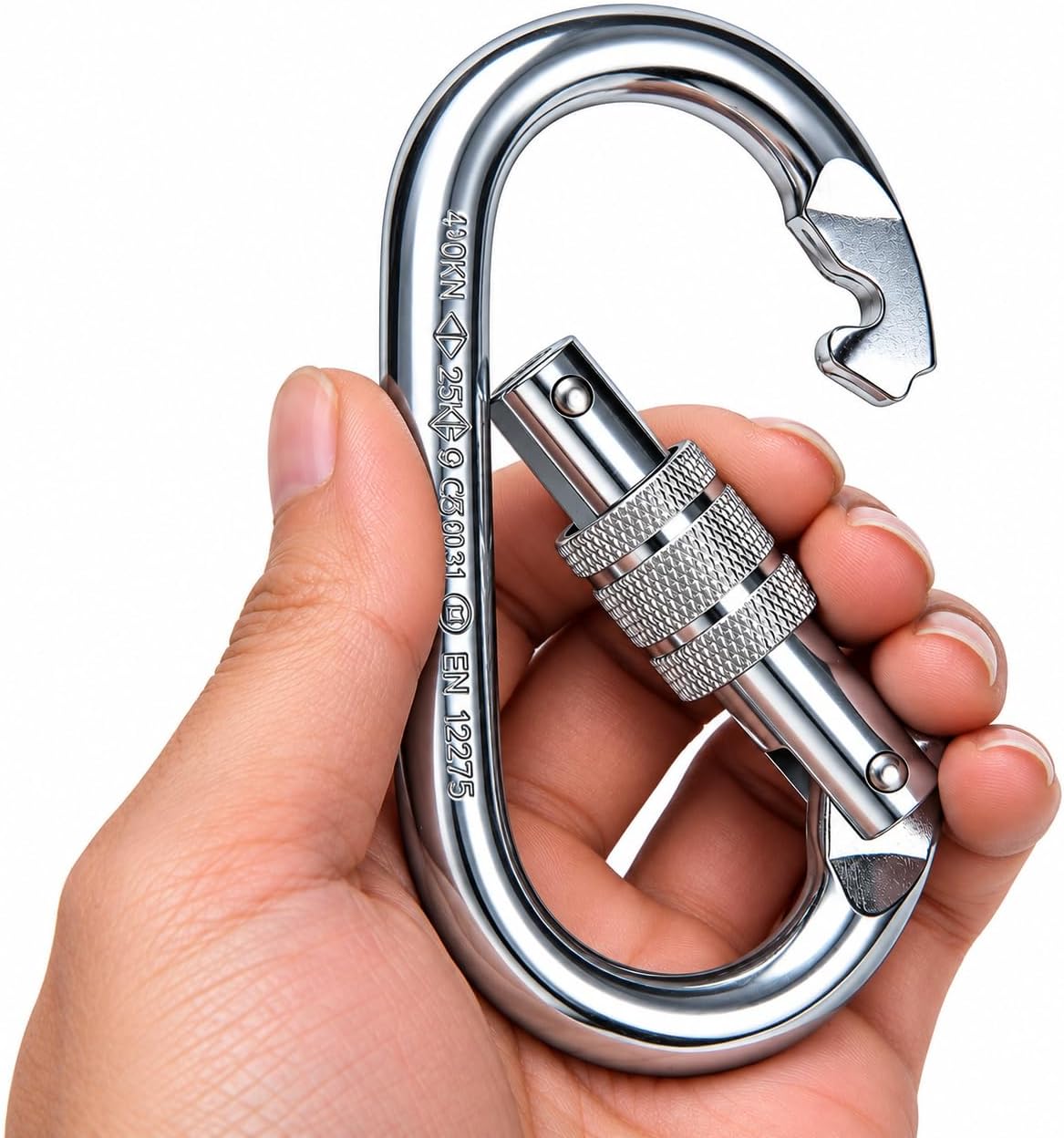 Large Spring Snap Hook, Heavy Duty Carabiner Clip, Stainless Steel Outdoor (10MM Oval Screw)