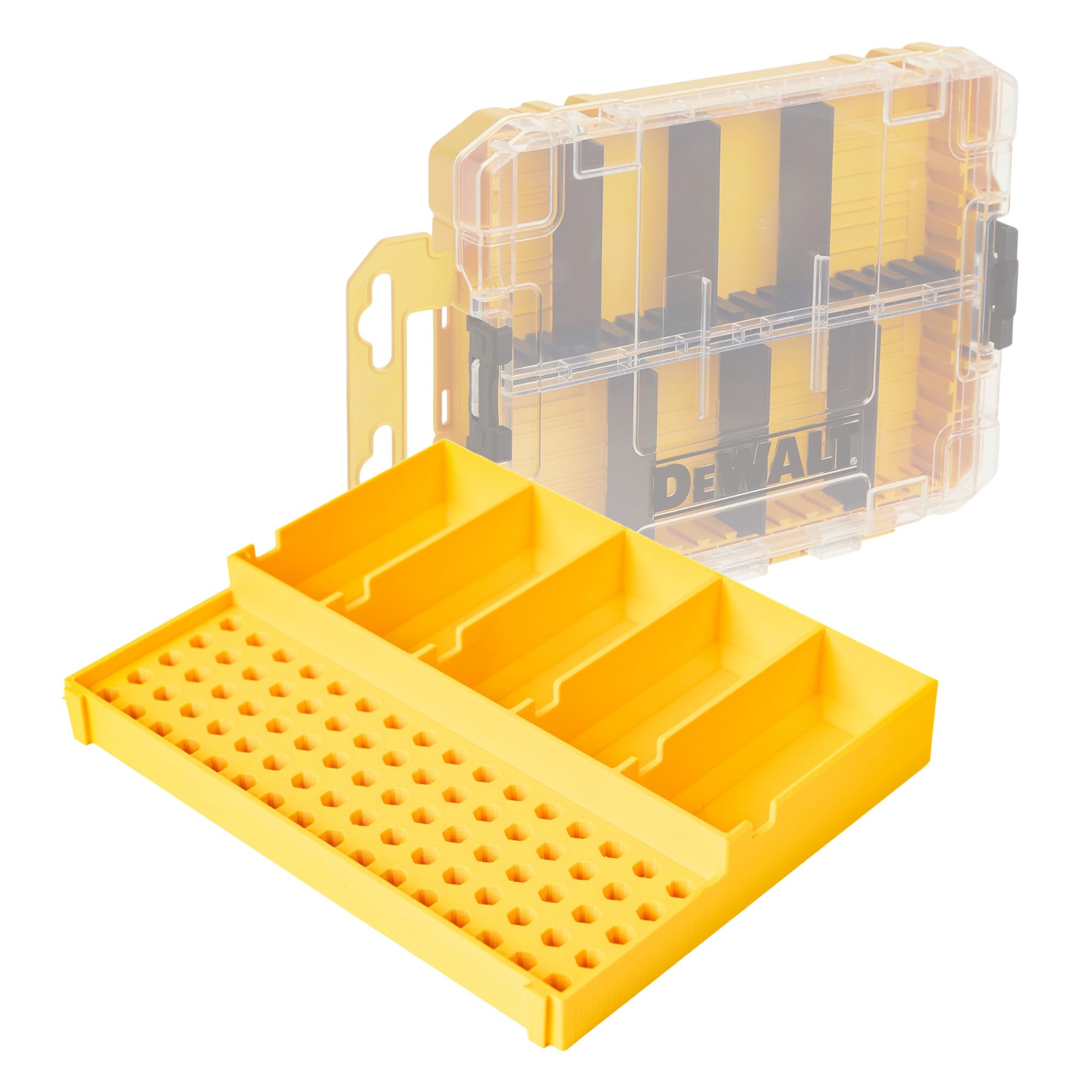 RUGGED TOOLS Insert Tray with 80 Hex Bit Holders and 5 Storage Sections Compatible with Dewalt ToughCase Medium (DWAN2190) - Yellow (80H5s)