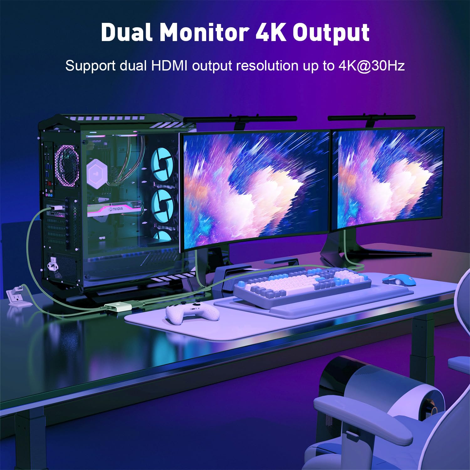 UANTIN Adaptateur Mini DisplayPort vers double HDMI, 4K 60 Hz compatible Thunderbolt 2