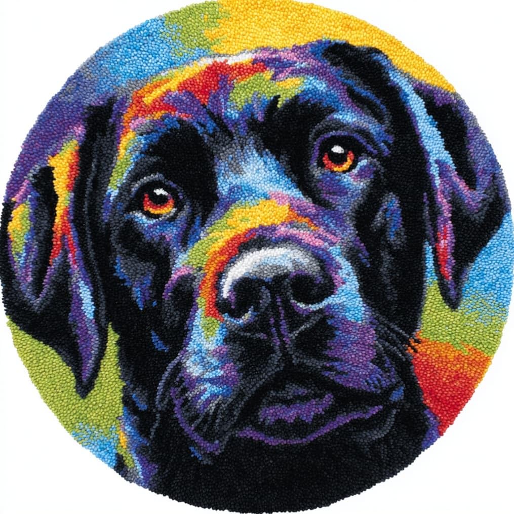 WallustrioaW Round Latch Hook Rug Kits Dog for Adults and Starter 50 * 50Cm