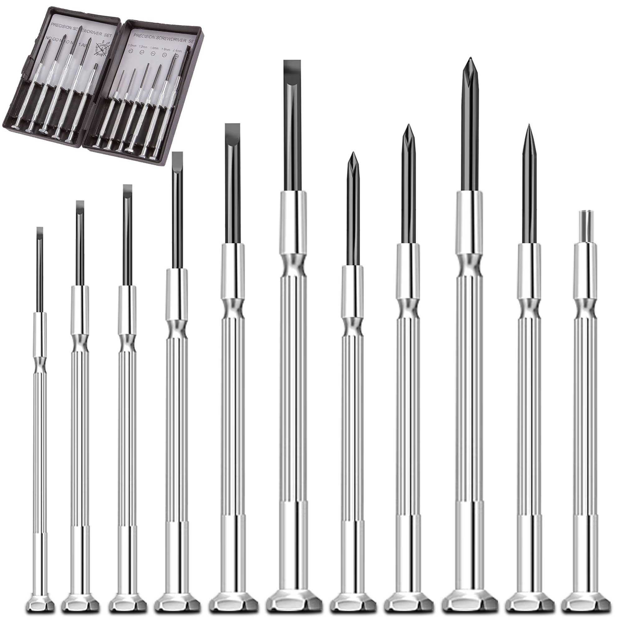 Viganoc 11 Pieces Precision Screwdriver Set, Mini Flathead and Phillips, for Watches Laptop, Phone, Toy Repair