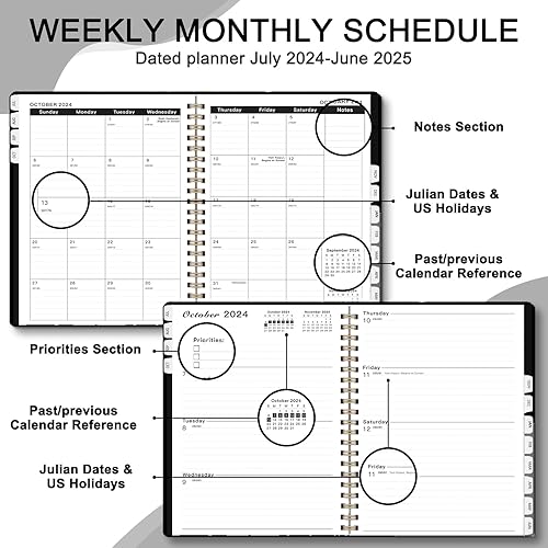 Miniatura 3 de Ymumuda Agenda 2024-2025, 12 meses, julio de 2024 a junio de 2025, 8.5 x 11 pulgadas, planificador semanal mensual 2024-2025 con espiral, tapa dura