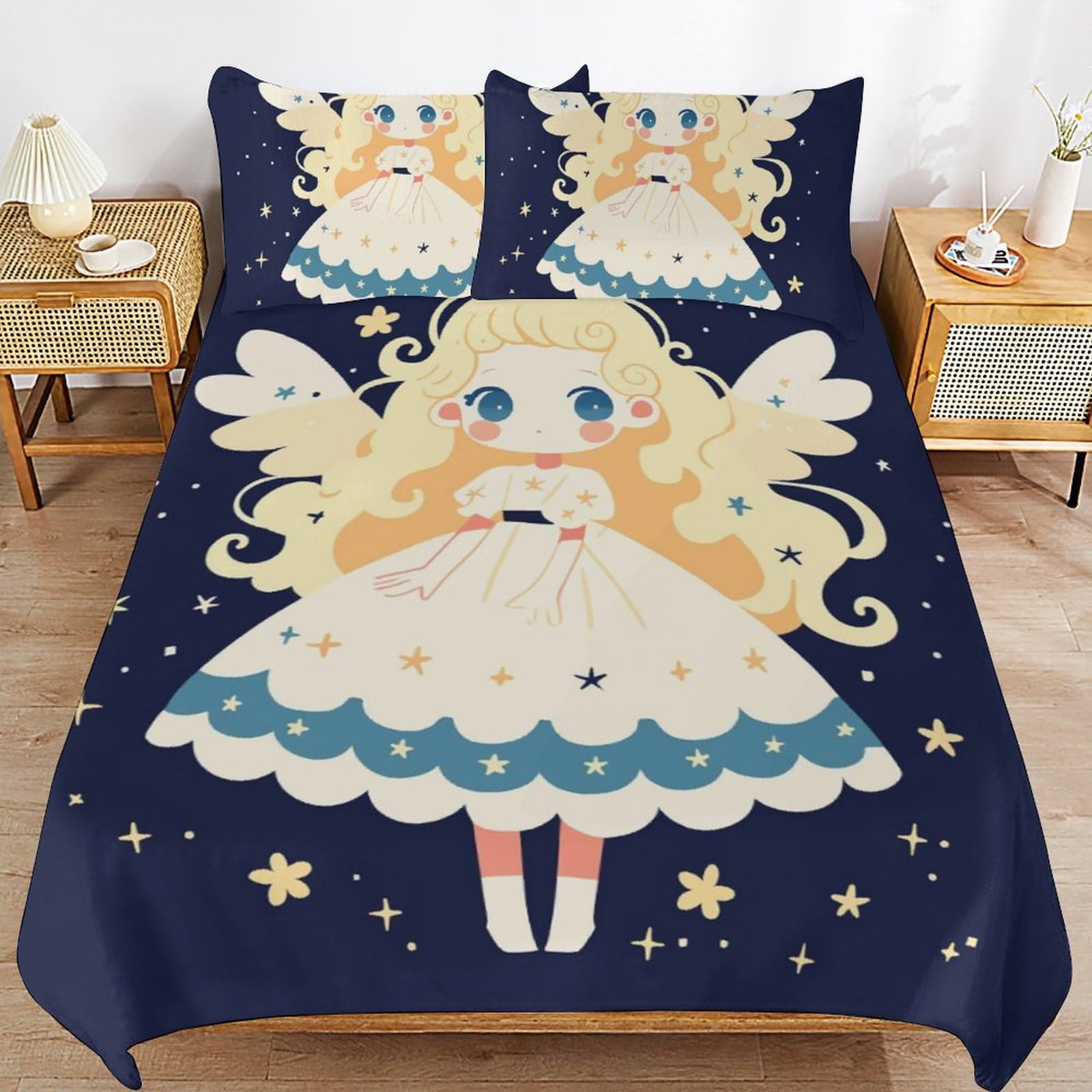 Housse de couette 135 x 200 cm motif animal mignon pour chambre d'enfant douillette