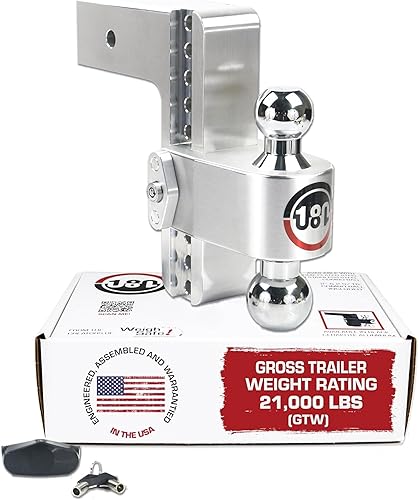 Vista 13 de Weigh Safe Enganche de remolque de 180 grados, enganche de remolque ajustable para remolque, compatible con receptores de 3 pulgadas, caída de 8