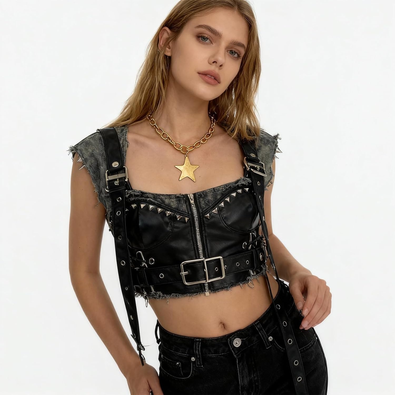 Star Necklace for Women Chunky Gold Statement Necklace Punk Star Pendant Long Chain Charm Dainty Jewelry Gift - Image 4