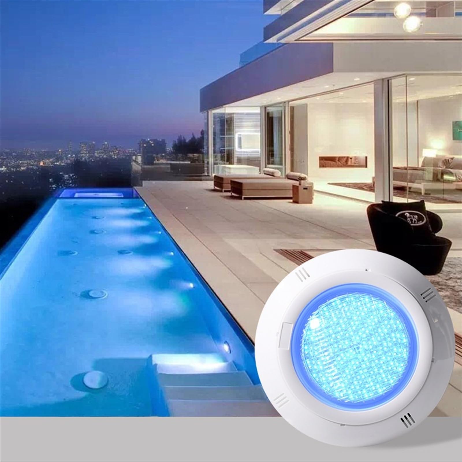 EDEDE Luci Piscina, Luce Subacquea telecomandata Luce for Piscina for Esterni Paesaggio Ip68 Luce for Piscina a LED Colorata a Bassa Tensione 12v Impermeabile(White,45W)