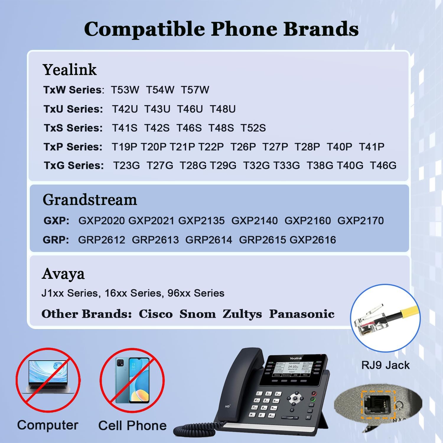 Callez Phone Headset for Yealink Office Phone with Noise Cancelling Mic, RJ9 Mono Telephone Headset Compatible with Yealink T20P T33G T46G T48G T46S T48S T53W T54W Avaya 1608 9608 J179 Grandstream - Image 2