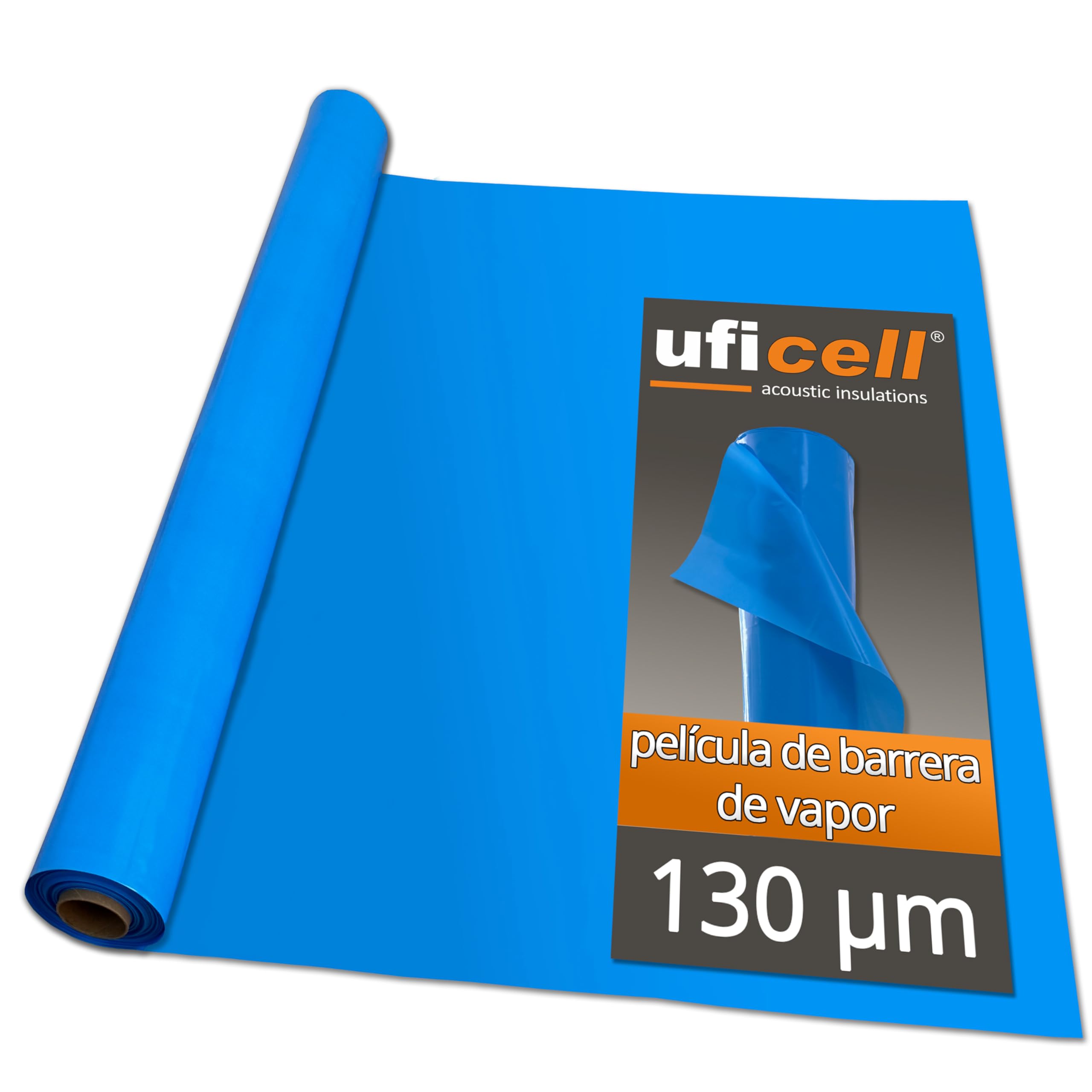 Película de barrera de vapor uficell Aqua-Stopp azul Película de construcción Película de PE de 0,13 mm de grosor para suelos laminados y de parquet con mayor humedad residual (50 m² - 25 x 2)