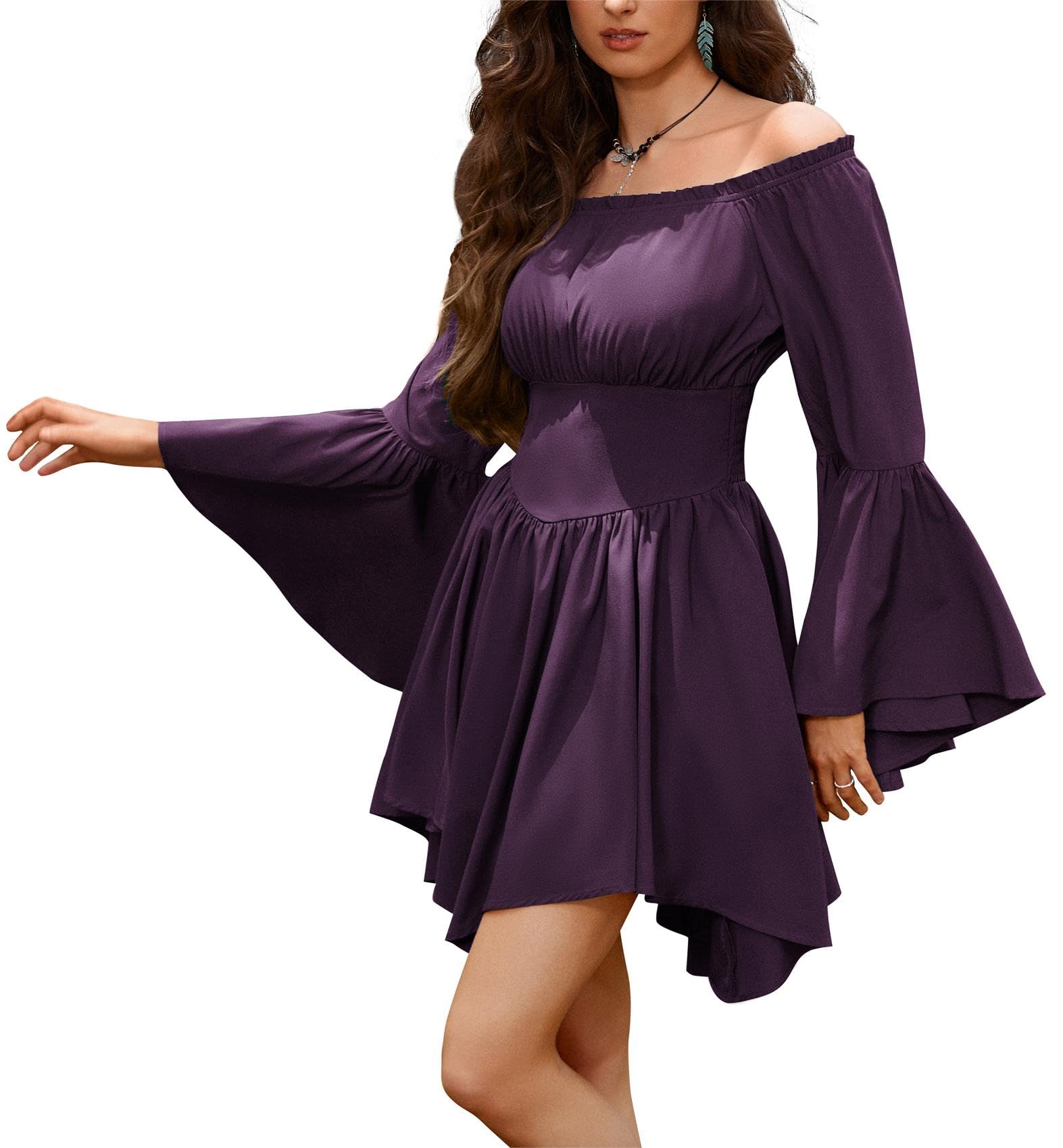 SCARLET DARKNESS Abito da donna con maniche a campana pirata rinascimentale