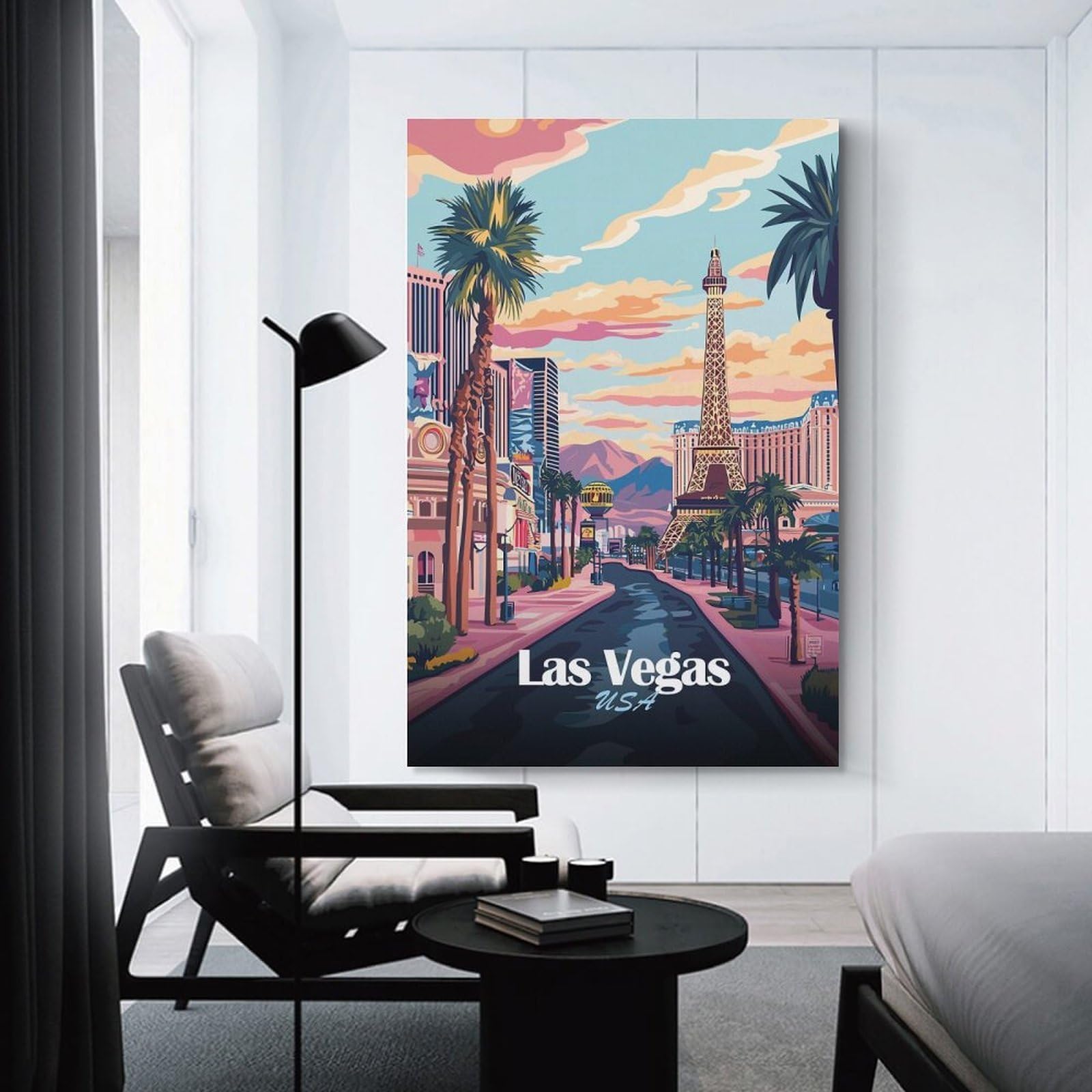 Junmoney Las Vegas USA Travel (2) Home Decor Wall Art, 12x18inch(30x45cm), for Lounge, Bedroom Or Personal Spaces, Thoughtful Wall Decor for Art Lovers