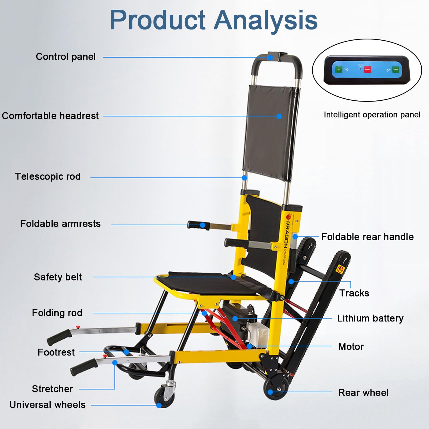 Sedia a rotelle elettrica per salire le scale, sollevatore automatico pieghevole per disabili e anziani, capacità di carico 160 kg