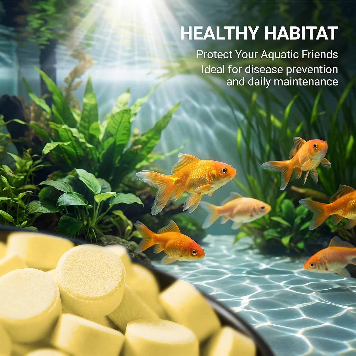MAQIHAN 150 Tablets Aquarium Salt Freshwater - Salt for Aquarium, Fish Tank Salt, Pond Salt Tablets Natural Mineral Sea Salt Formula for Freshwater Fish, Koi Pond, Goldfish & Betta Tank Water Care
