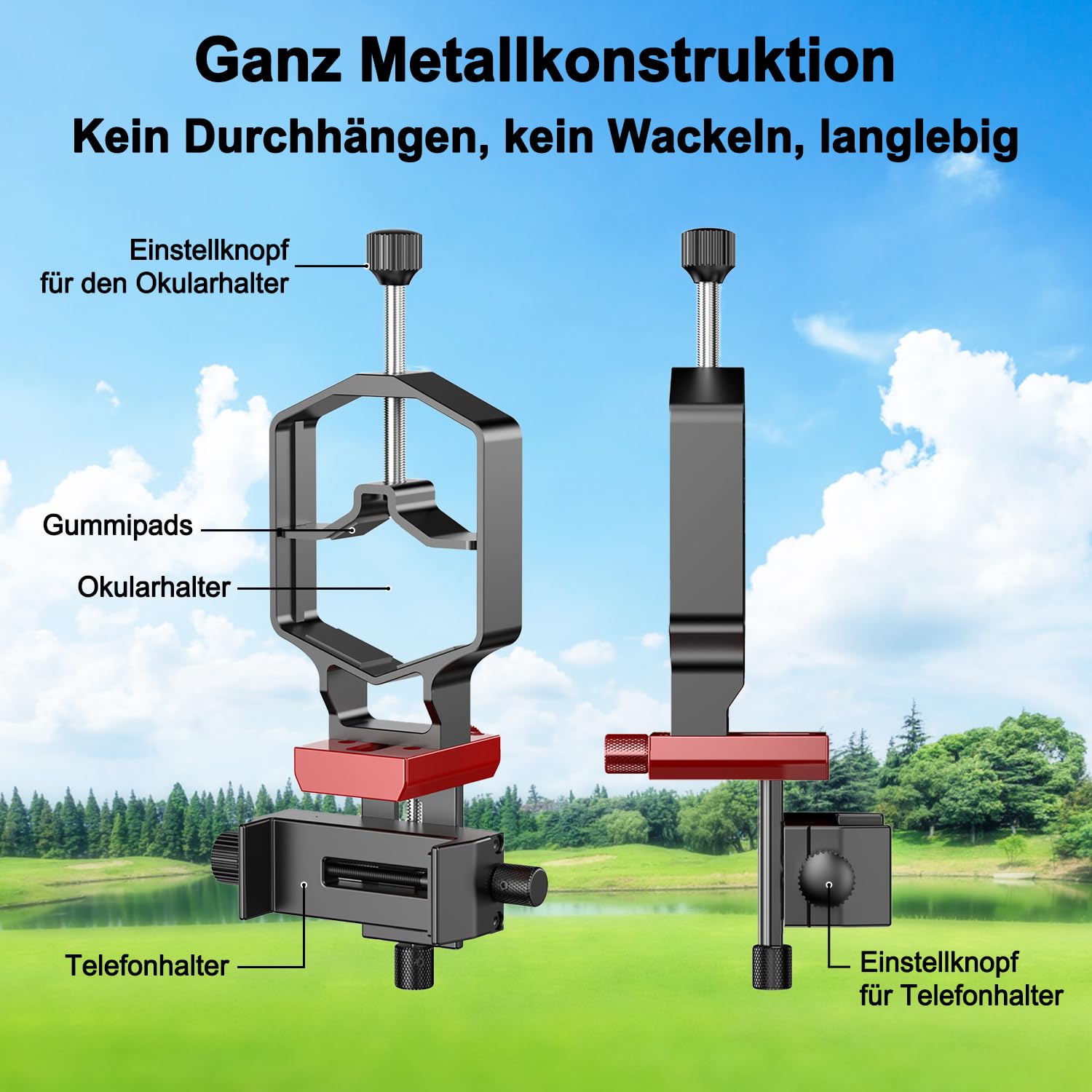 Lottsall Tridaptor Universele digiscoping adapter, zeer nauwkeurige 3-assige metalen houder met afstandsbediening, telescopische spotting, monoculaire microscoop en verrekijker voor alle smartphones