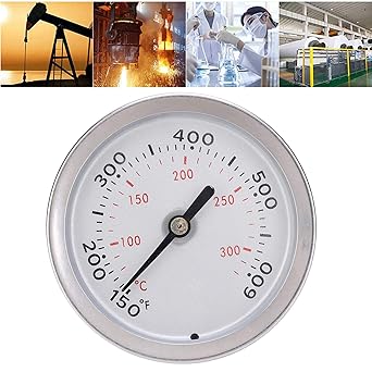 Temperature Gauge, Grill Stainless Steel Compact Size Temp Gauge, BBQ Temperature Display Kitchen Supply 150-600?/70-320? for Cooking