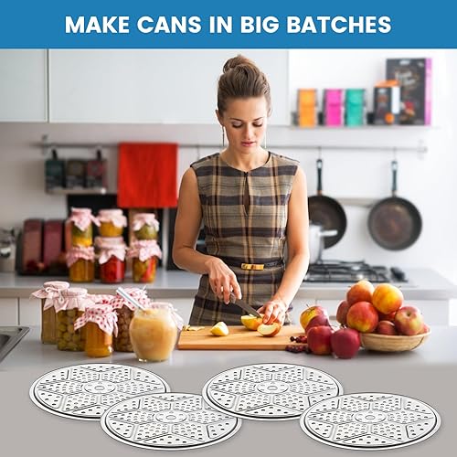 Miniatura 7 de aoulela Paquete de 4 estantes para latas a presión, estante de acero inoxidable para olla a presión, estante de conservas de 11 pulgadas para latas