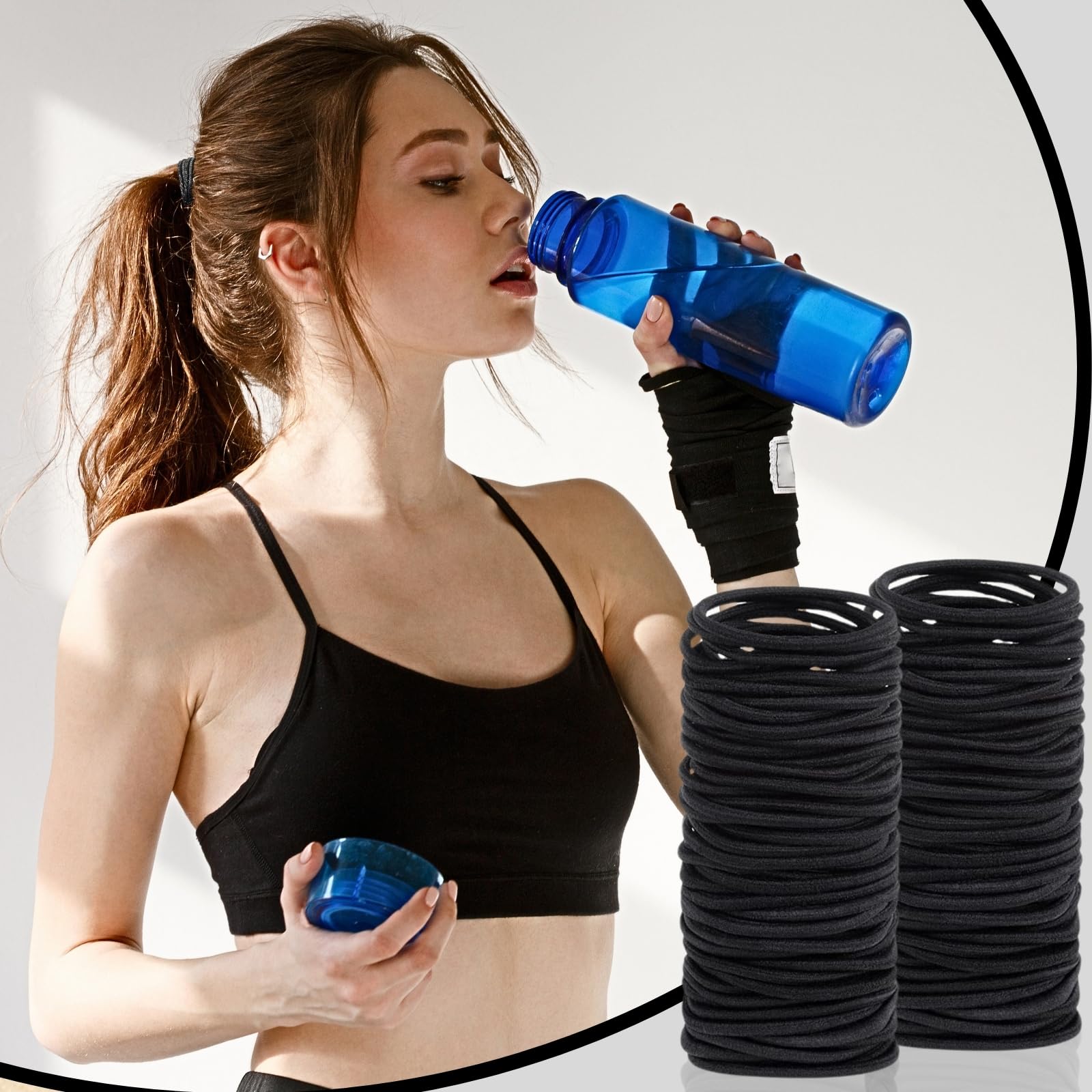 KEYRI 200 Piezas Gomas Pelo 2mm Coleteros Pelo Mujer Elástico Gomas Coleteros Pelo Niña Gomas Pelo Negras Durable Altamente Elástico Goma Pelo Gomillas Pelo Niña para Mujeres Niñas Hombres (Negro)