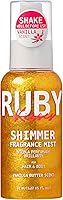 Vista 7 de Ruby Kisses Spray de fragancia brillante para el cuerpo y el cabello, espray de perfume corporal con purpurina de vainilla, perfume para la piel