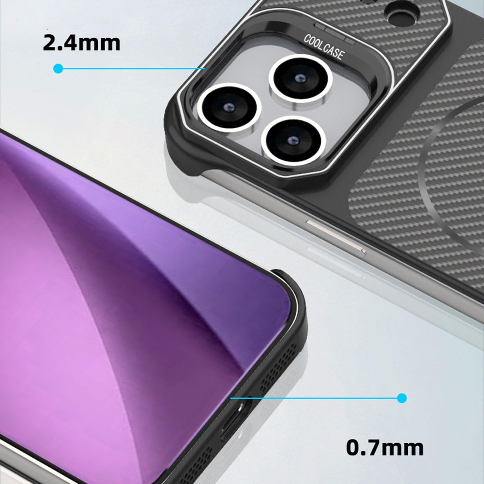 Magnética Funda para iPhone 18 Pro Max/18 Pro, Fibra Carbono Patrón