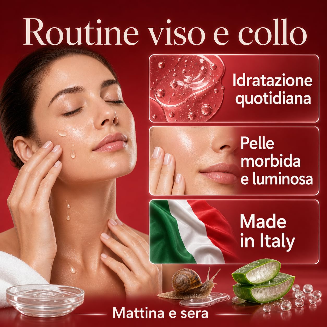 Balù Siero Viso Anti Age alla Bava di Lumaca Purissima con Aloe Vera | Siero Idratante, Illuminante e Levigante | Made in Italy | 30 ml