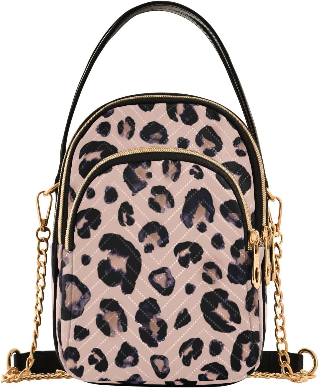 senya Pink Black Leopard Crossbody Handbags for Women Casual Leather Shoulder Phone Purse