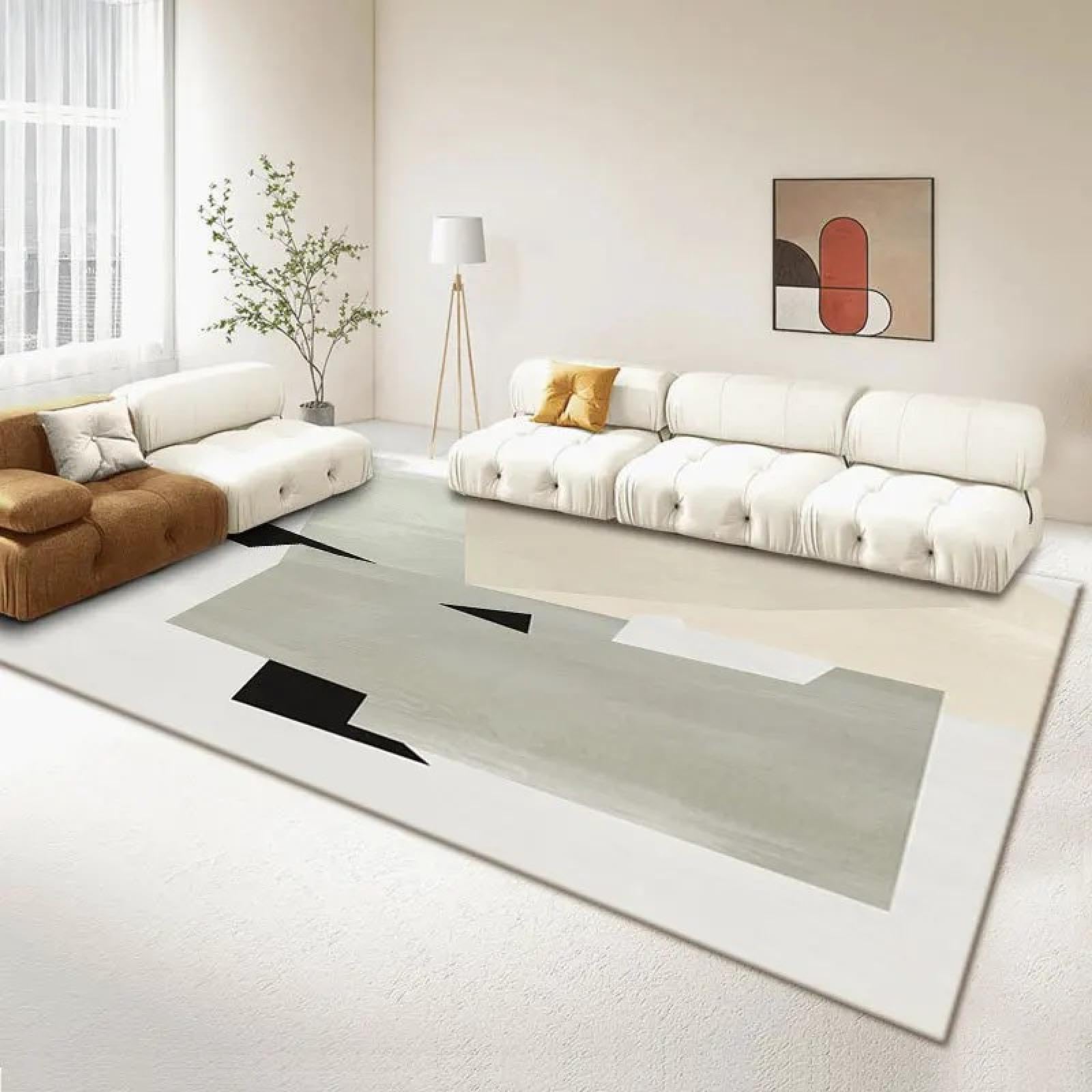 Tapis de salon design abstrait sous table basse de maison d'hôtes