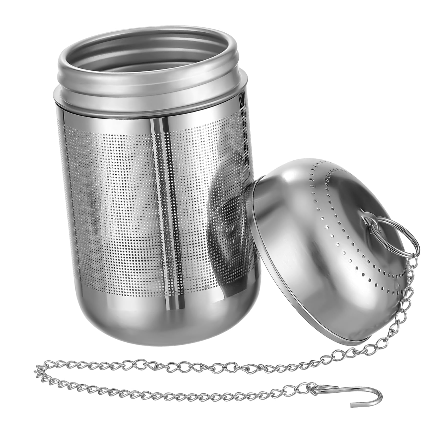 HEALEEP Stainless Steel Seasoning Multipurpose Mesh Filter for Loose Tea Herbs Spices for Soup Brine Cooking Convenient Hook Chain Design for Easy Use