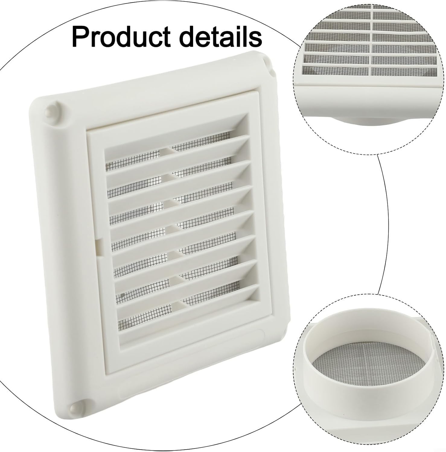 4 Inch Dryer Vent Cover For Exterior WExhaust Vent, ABS Plastic, Louvered Air Grille With Mesh Screen, Weather-Resistant HVAC Vent For Kitchen, Bathroom And Outdoor Use, White