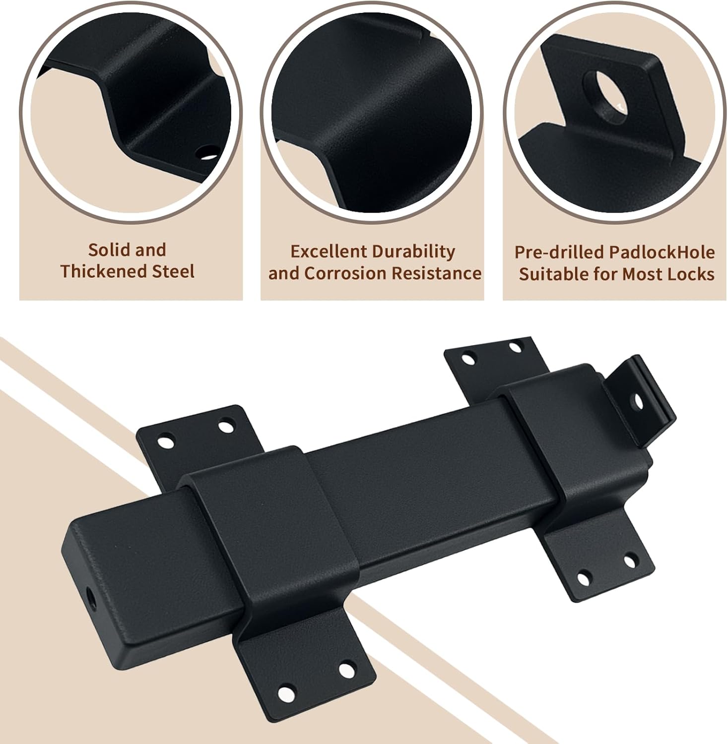 2 Pack Slide Gate Latch Heavy Duty Door Latch Lock with Padlock Hole, Adjustable Gate Lock for Fences, Barn Door, Courtyard, Shed, Cottages, Cabinet