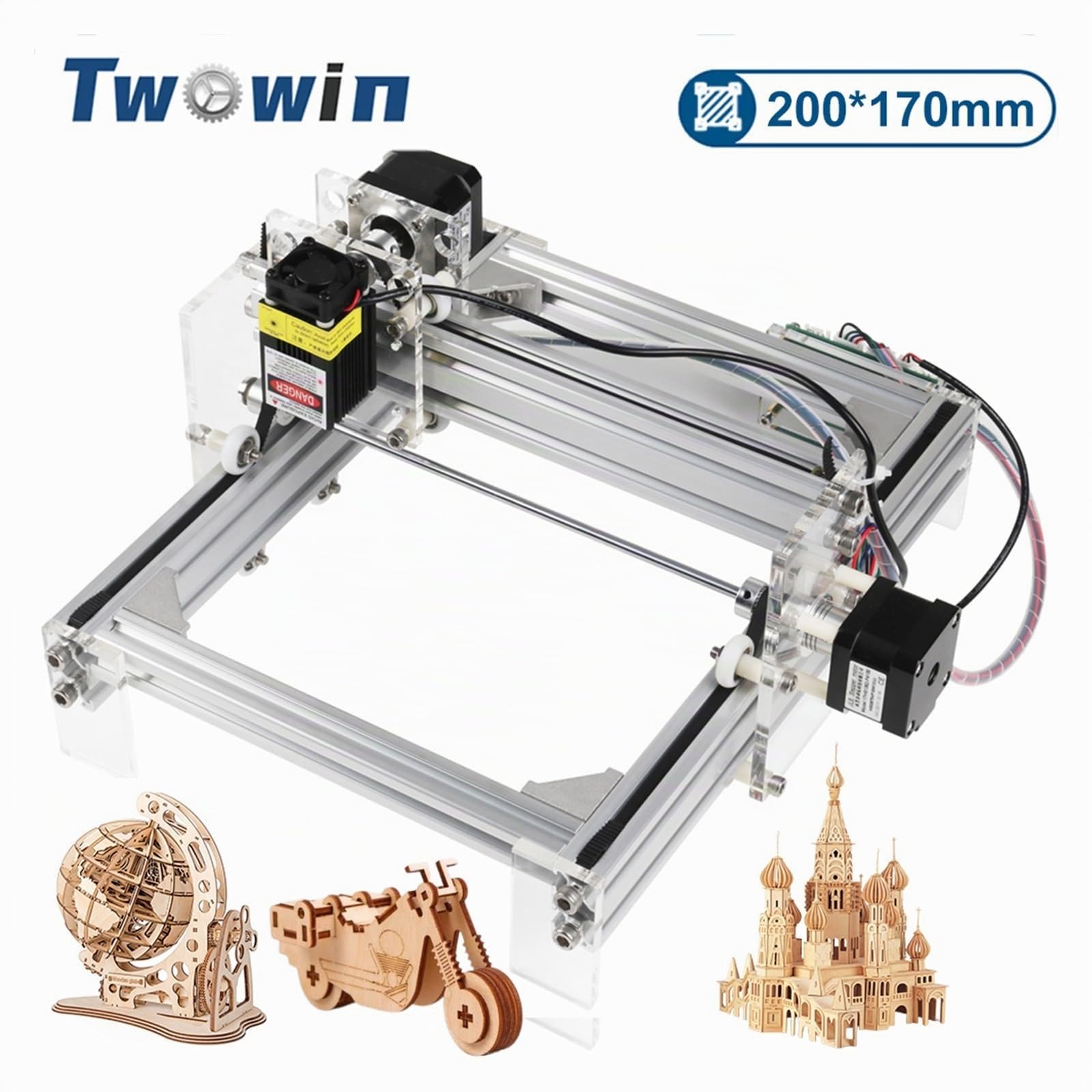 MINI Machine à graver de bureau 20W, bricolage, image, LOGO, imprimante CNC, zone de travail 20cm x 17cm, routeur à bois, graveur(Without Laser)
