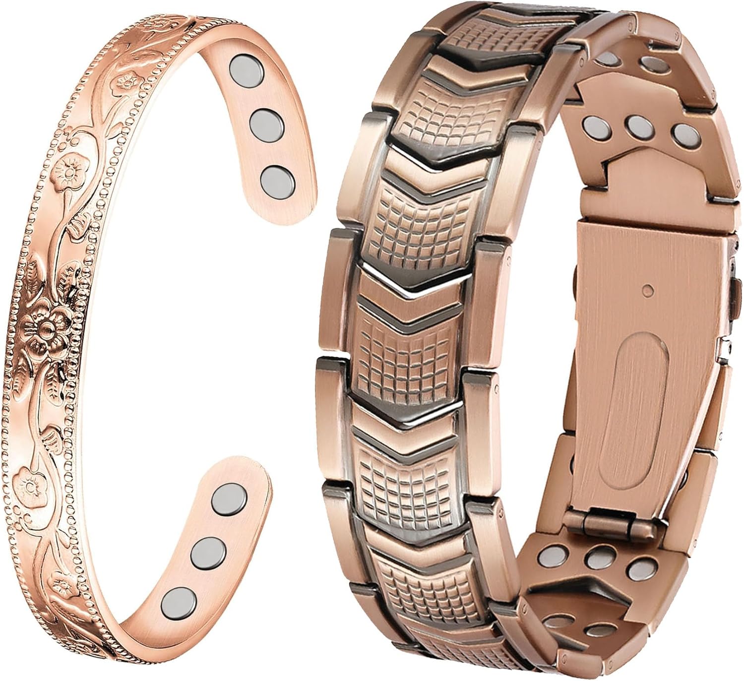 Feraco Copper Bracelet for Men Women 3X Strength,2 Magnetic Therapy Bracelet Copper Jewelry with Powerful 3800 Gauss Magnets,Premium Fold-Over Clasp