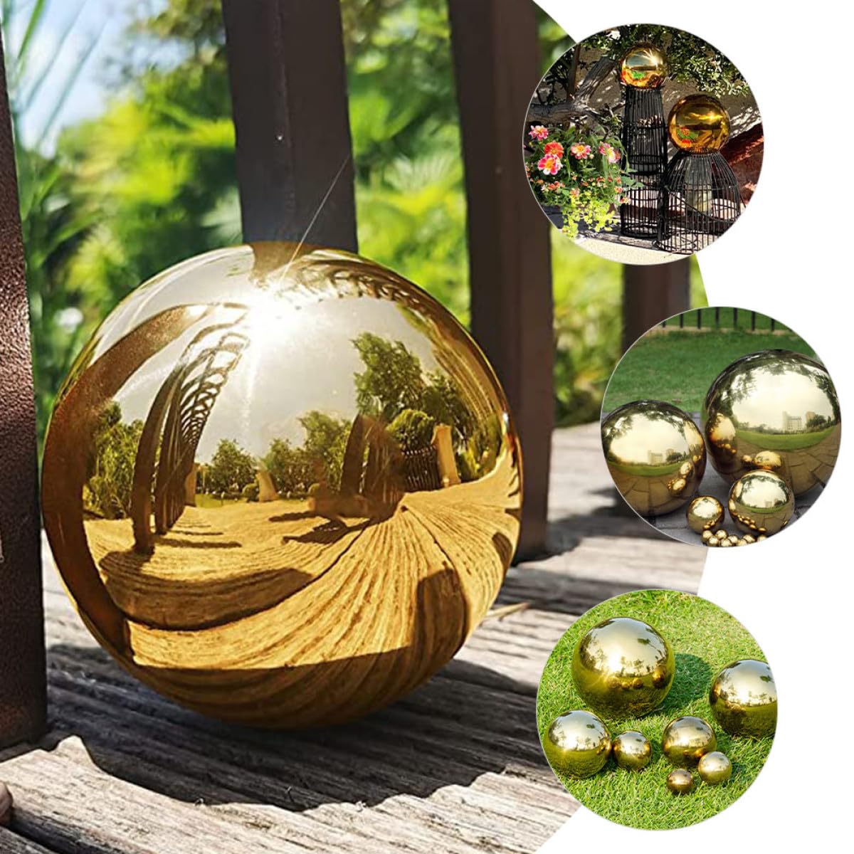 Generisch Edelstahl Gartenkugeln Hochglanzpoliert Hohl Goldene Kugeln