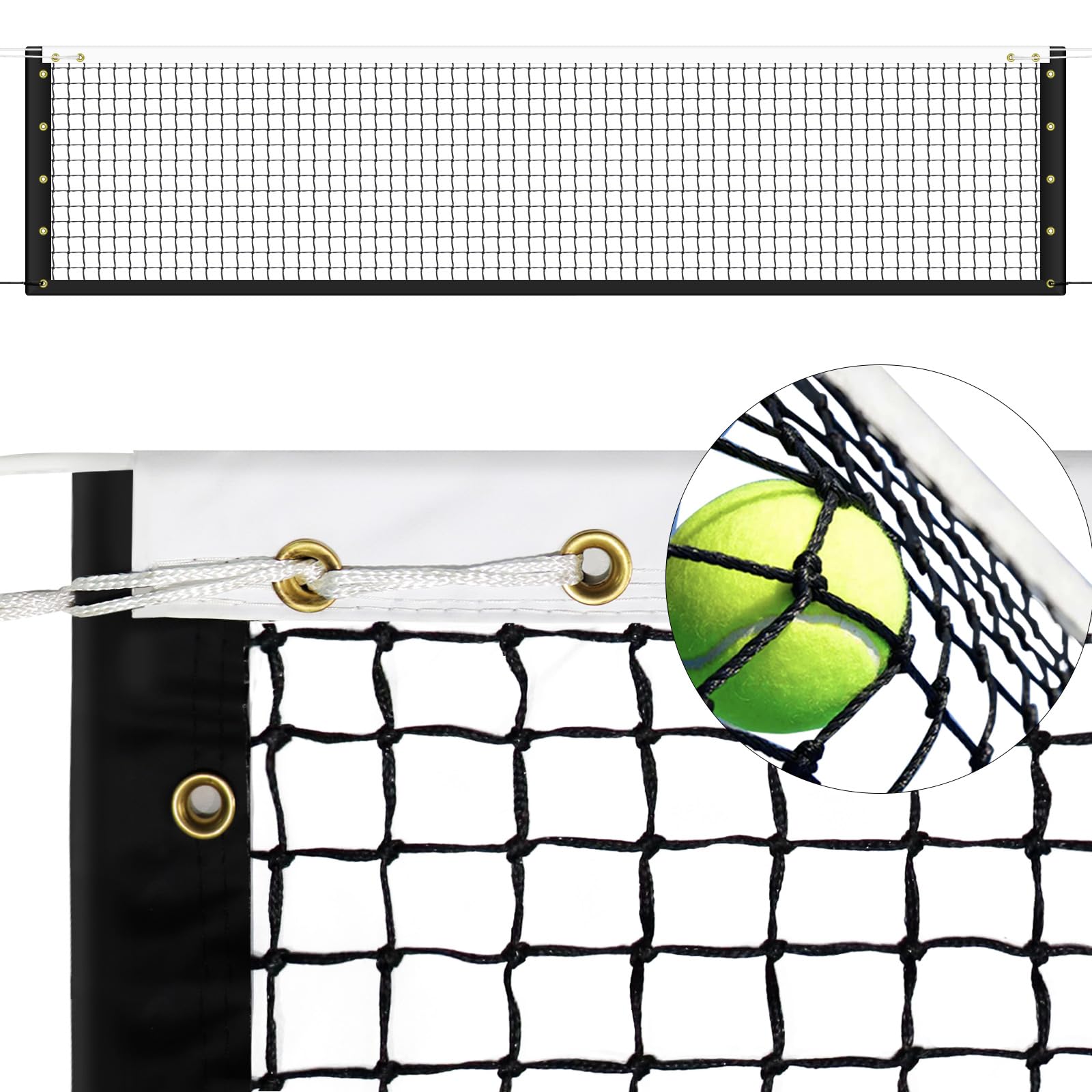 Katop Tennisnetz 12.8×1.06m Professionelles strapazierfähiges Nylon-Netz für Kinder-Tennisjunkies, kompatibel mit Allen Standard-Tennispfosten, inklusive Innen- und Außenplatz
