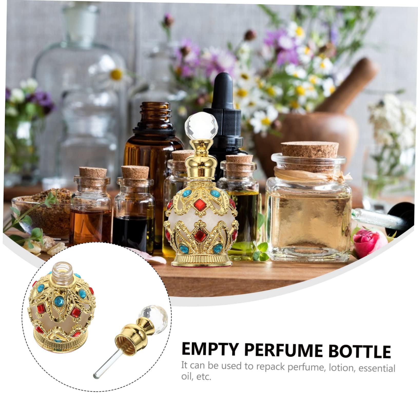Mipcase Elegancki Złoty Flakon Perfum Pusty Szklany Wkład Diamentowy Do Ponownego Napełnienia Na Podróżny Wystrój Domu