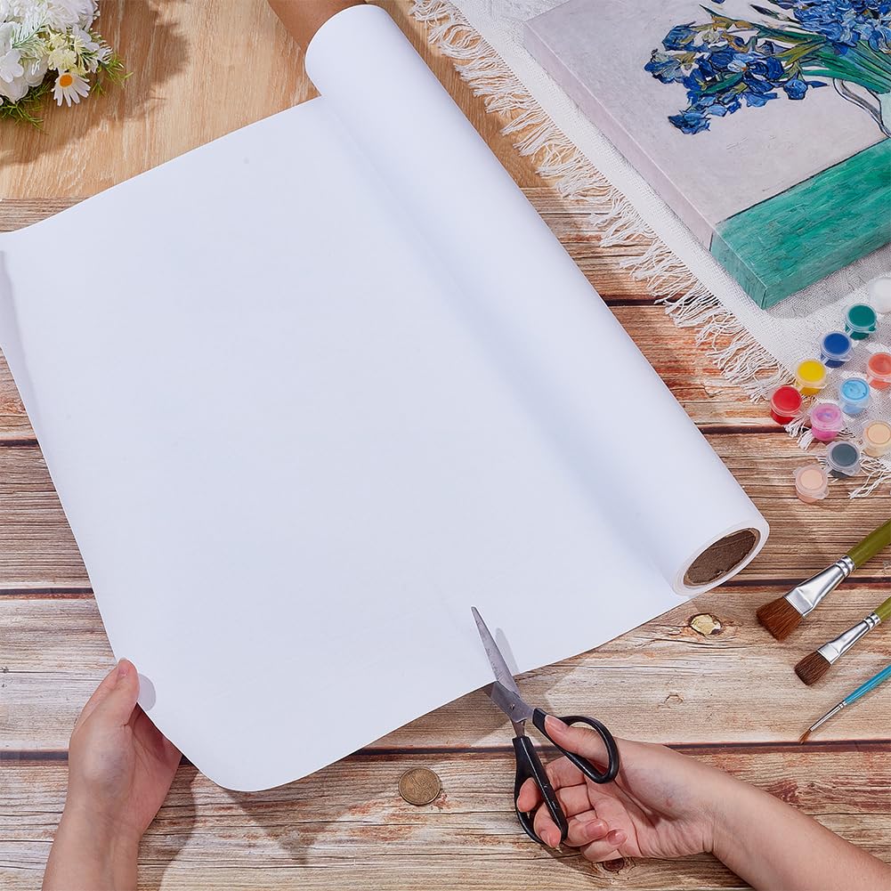 OLYCRAFT 10 m x 37 cm lienzo de algodón con doble fondo rollo de lienzo blanco grandes rollo de lienzo suministros artísticos Rollos de pintura de tiza fondo para pintura DIY óleo acuarela acrílico