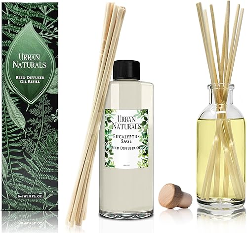 Miniatura 392 de Urban Naturals Reed Diffuser Oil Refill Ocean Mist Sea Salt with Salt Spray, Violet Leaf, Sea Grass, Driftwood 8 oz + Free Reed Sticks, Made in The