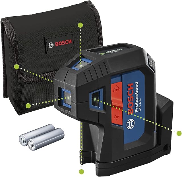 Laser 5-punktowy GPL 5 G Bosch Professional (zielona wiązka, zasięg pracy: do 30 m, pokrowiec)