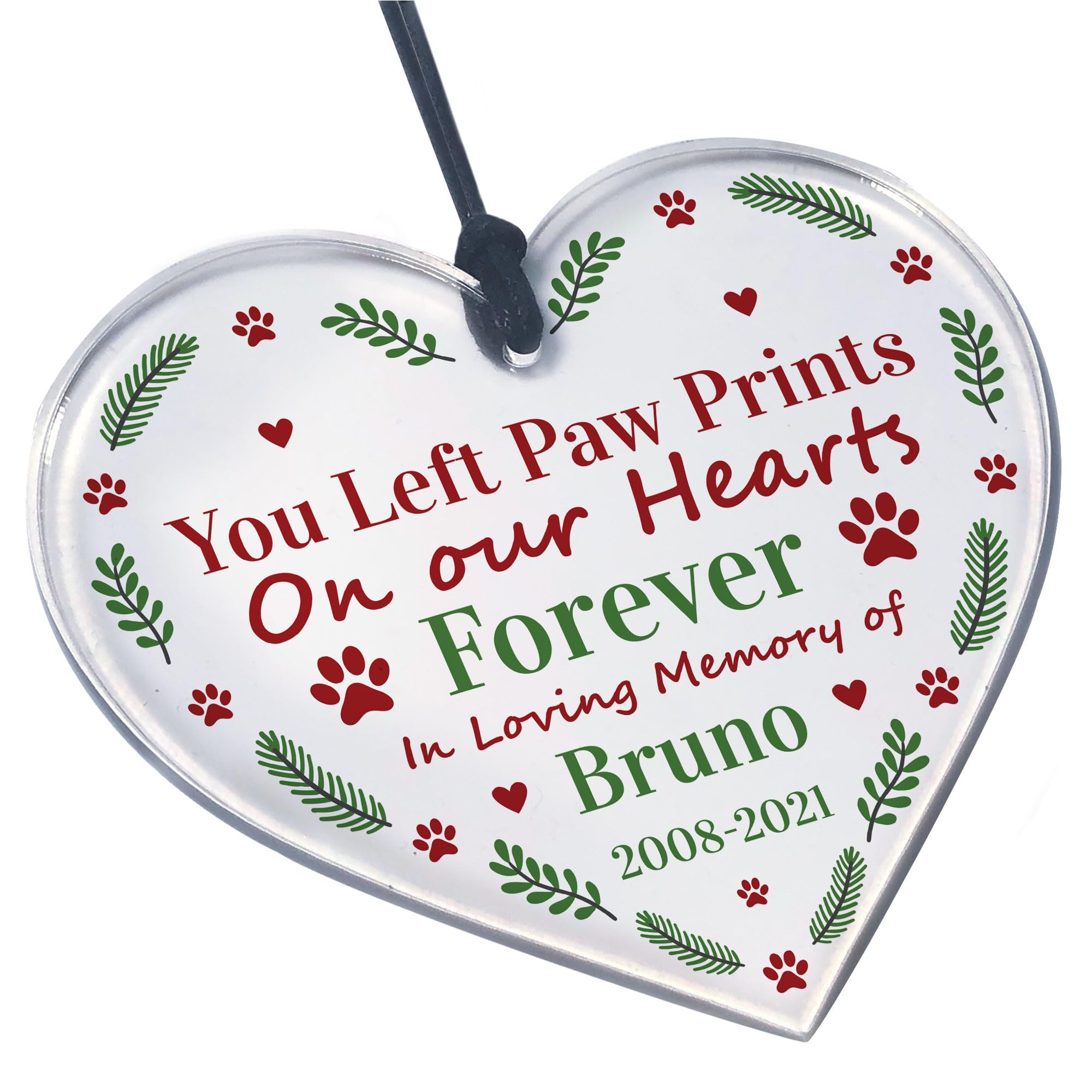Red Ocean Remembrance Gift For Dog Cat Pet Personalised Memorial Christmas Tree Decoration Dog Memorial Gift Keepsake