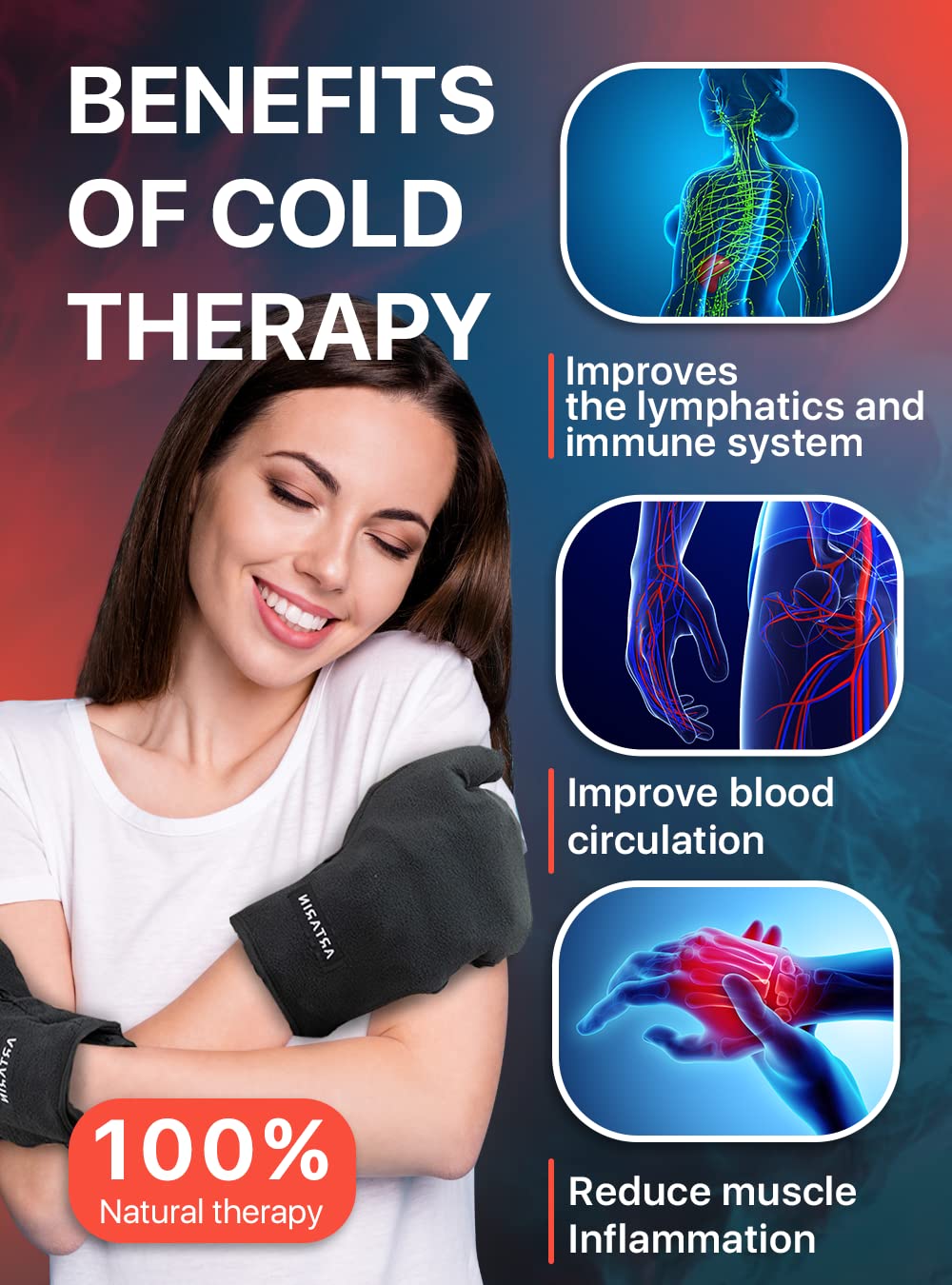 {New} Hot and Cold Hand Therapy Gloves Reusable Gel Ice Pack