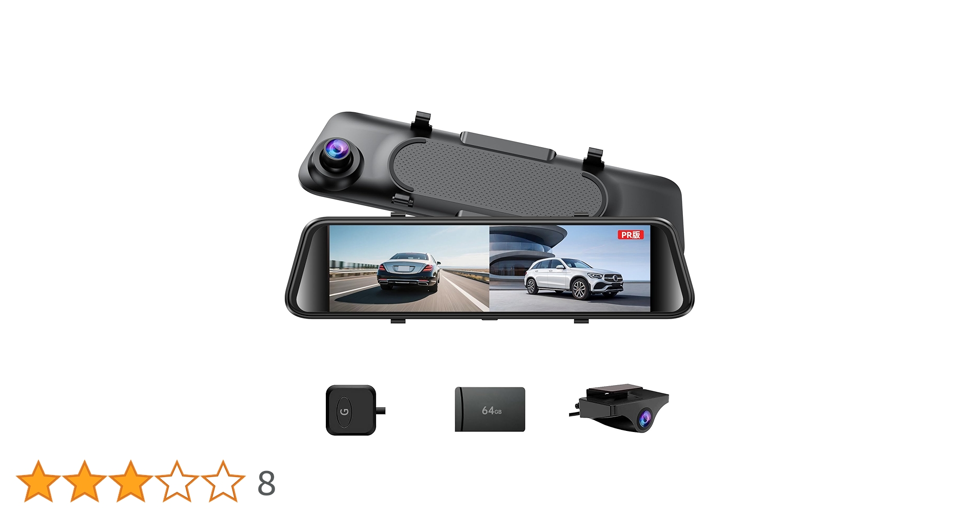 ミラー型ドライブレコーダー　JADO G100s Amazon.co.jp: JADO ミラー型 ドライブレコーダー 12インチ 2.5K