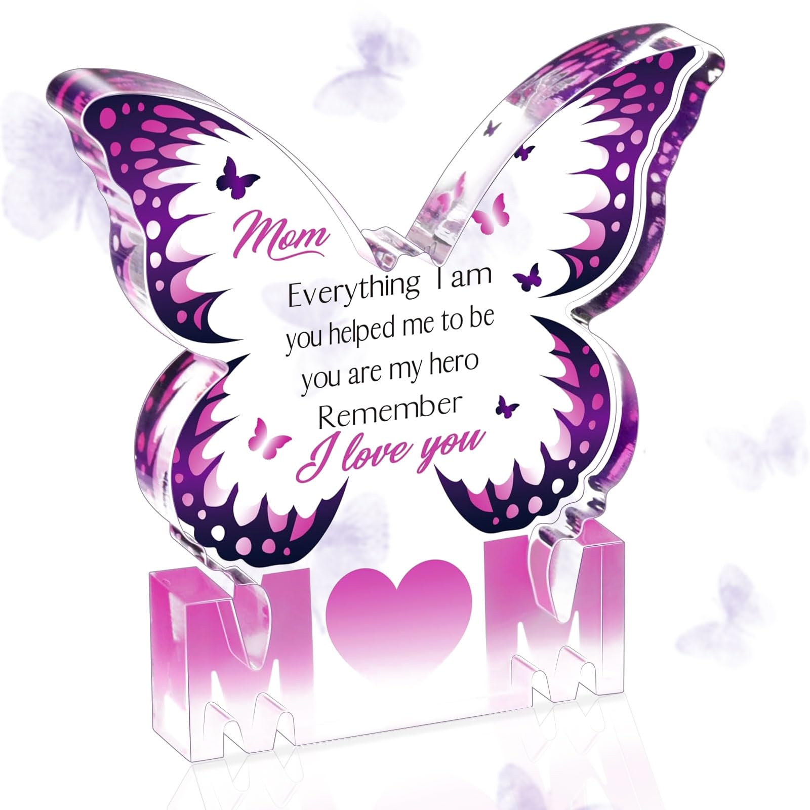 Gifts for Mum - Acrylic Beautiful Butterfly Plaque Present for Mum, Best Mum Gifts from Daughter Son, Mummy Gifts Ideal for Birthday, Mother's Day, Personalised Presents for New Mum to be, Step Mum