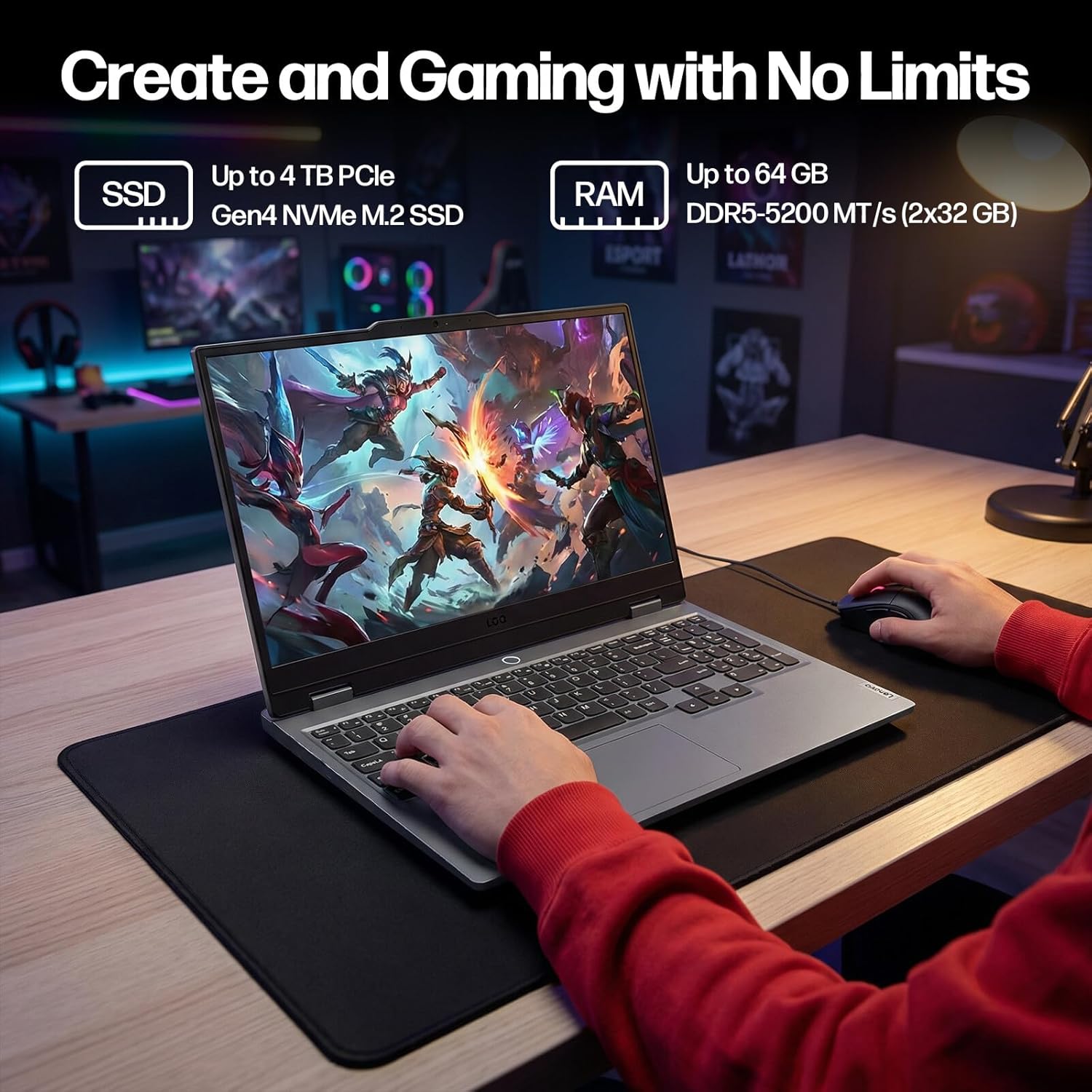 Lenovo LOQ Gaming Laptop, 15.6’’ FHD 144HZ Display, AMD Ryzen 7 250, NVIDIA GeForce RTX 5060, 64GB DDR5 RAM 1TB SSD, Backlit KB, WiFi 6, Win 11 Pro Bundled with Accessory