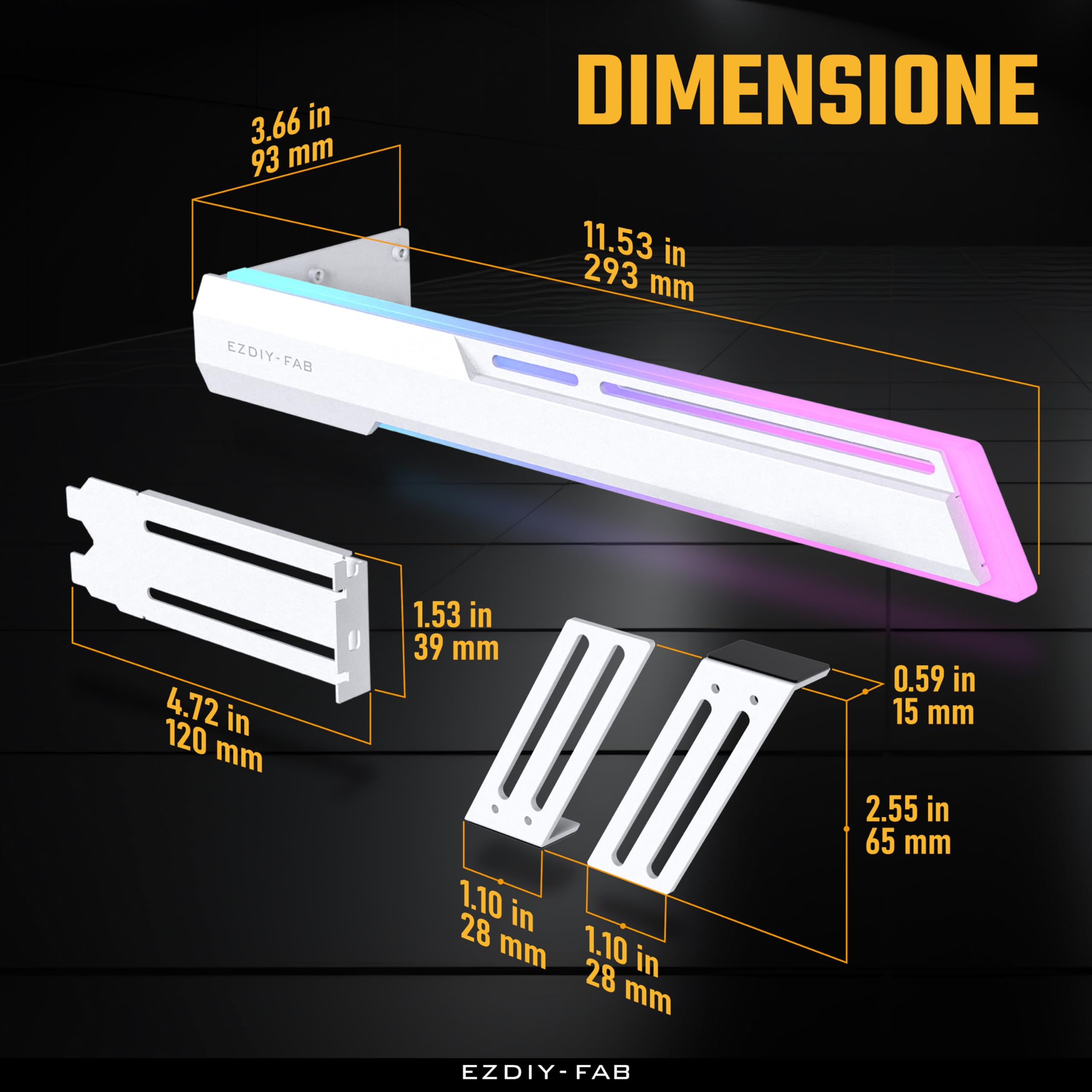 EZDIY-FAB 5V ARGB GPU Holder Brace Supporto Scheda Grafica GPU Supporto Scheda Video Staffa,Struttura Avvitabile,Supporto Scheda Video Sag Holder/Supporto Staffa RX7990XTX, RTX4090,Bianco-341-1