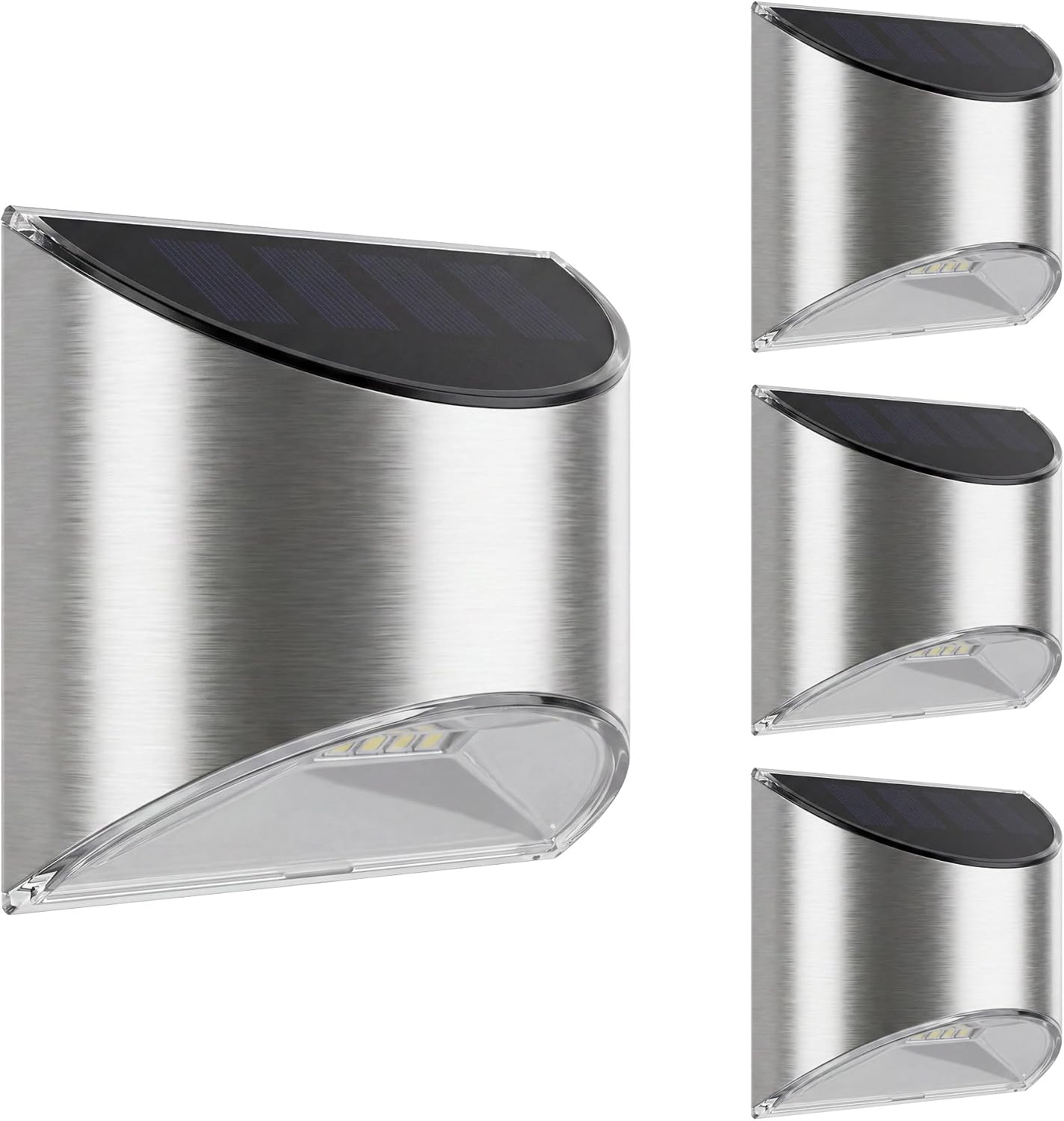 Home Zone Living 4PK Solar Wall Lights, Decorative Outdoor Fence, Stainless