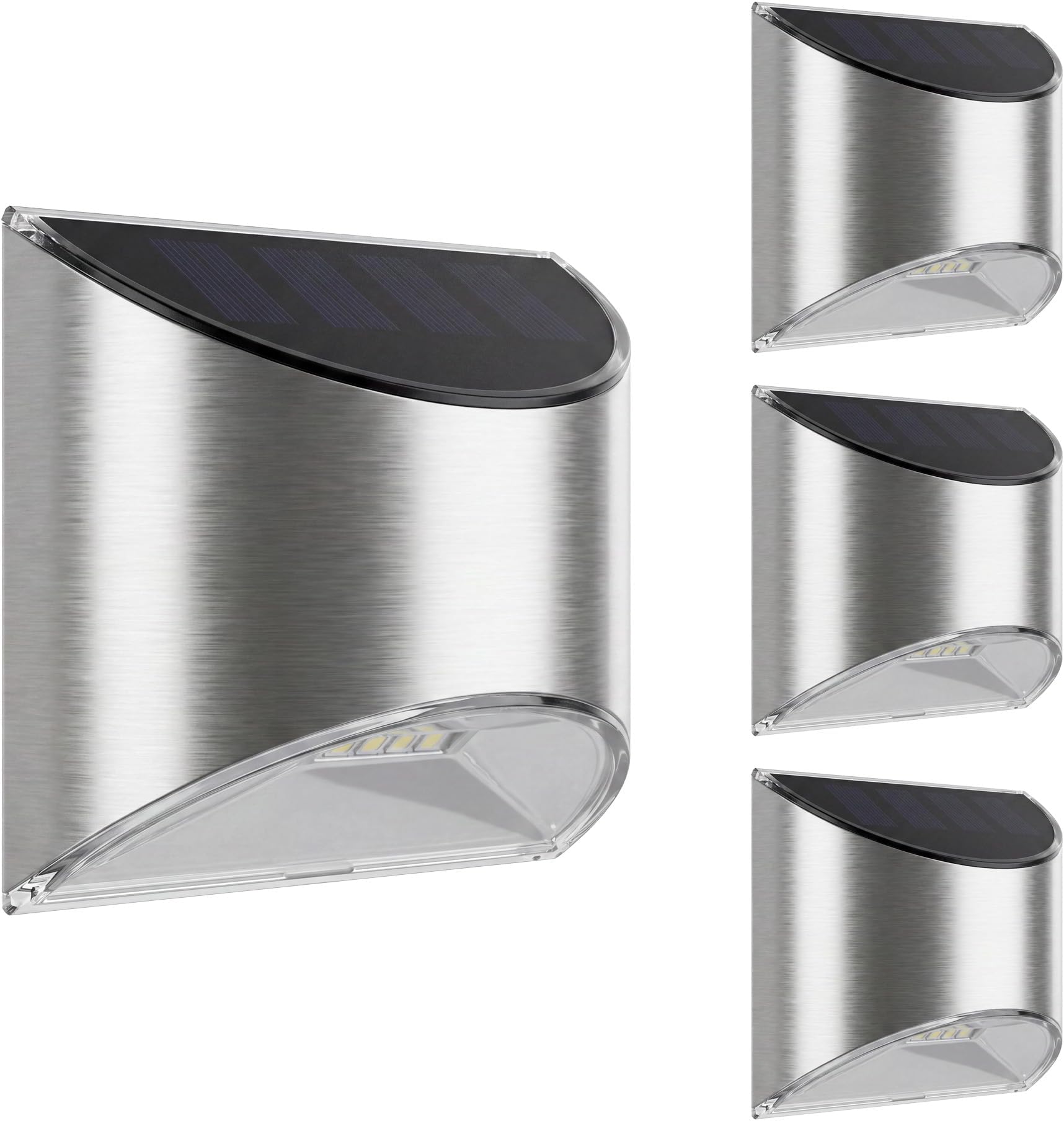 Home Zone Living 4PK Solar Wall Lights, Decorative Outdoor Fence, Stainless